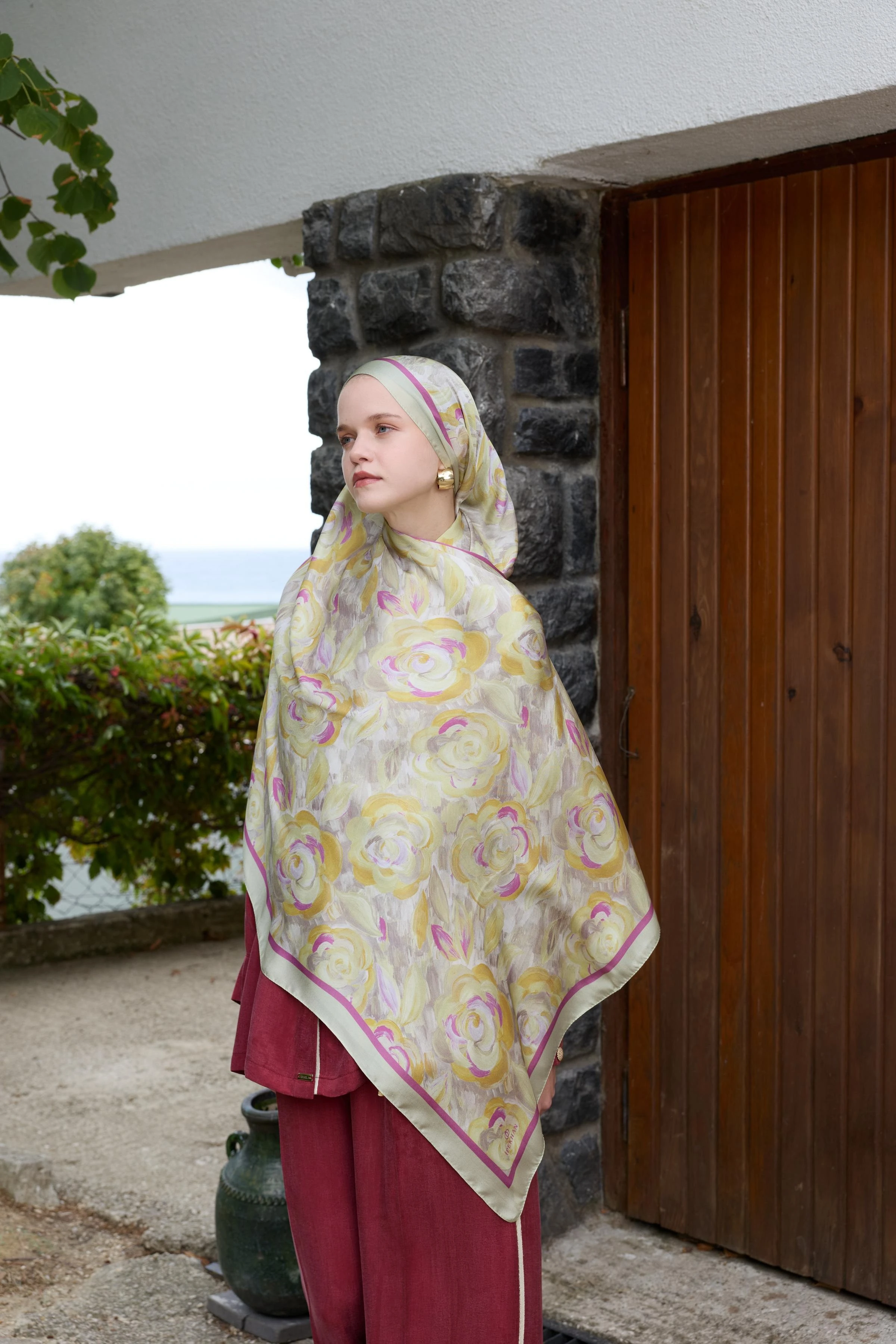 Winter Bloom Hint İpek Şal 5014 - Sarı