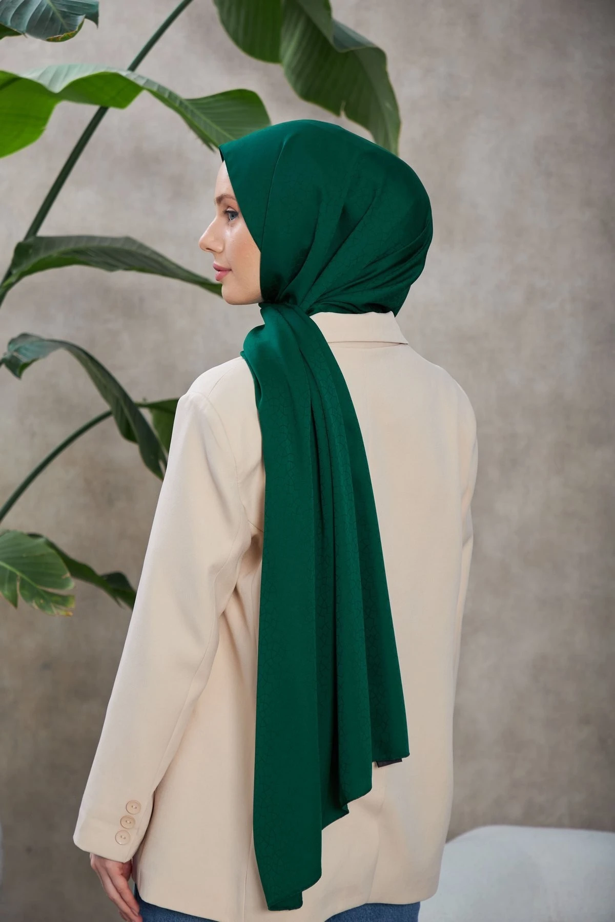 Alesa Desen İpeksi Jakar Şal Zümrüt Yeşili 9003-13