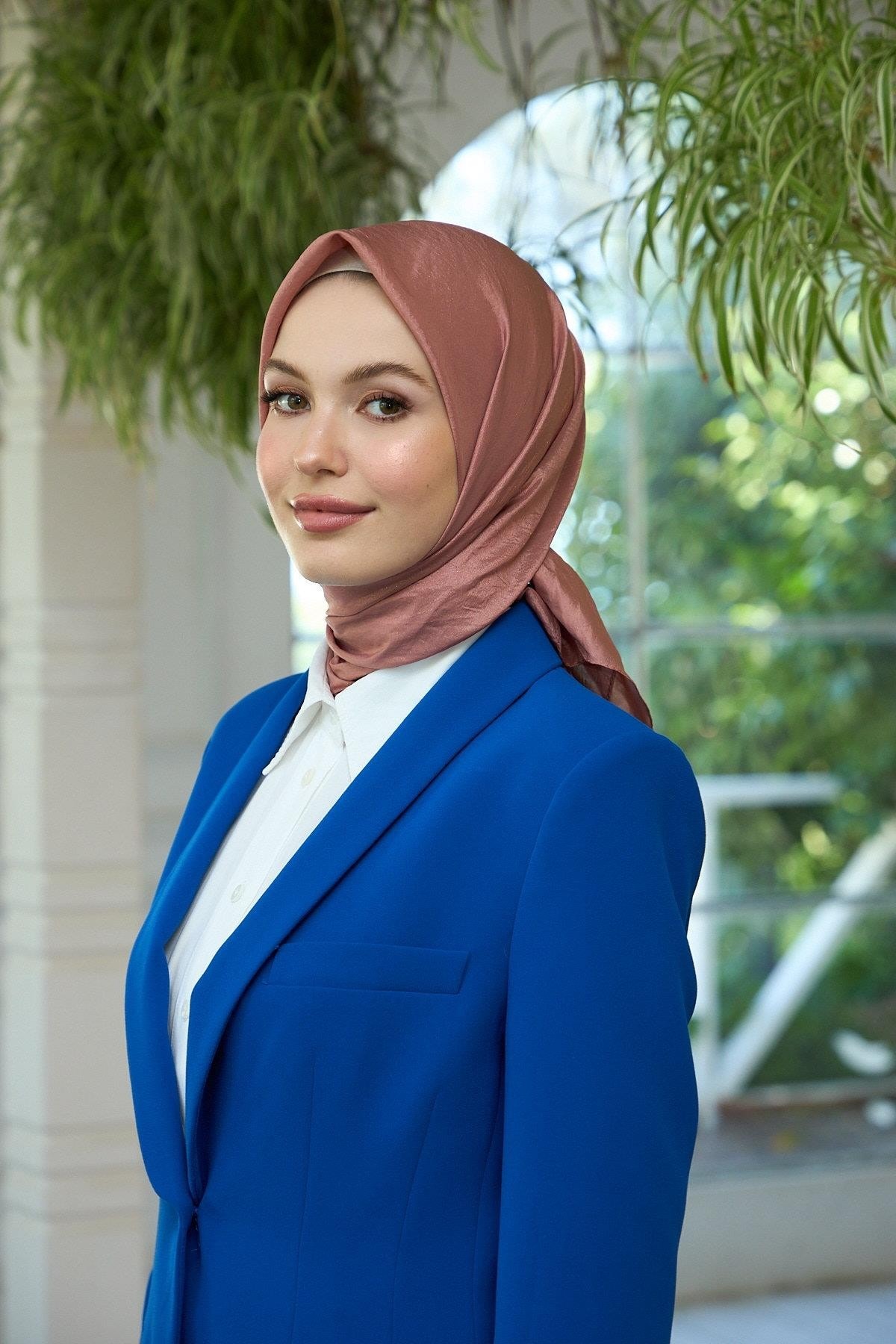 Düz Desen Vual Eşarp Açık Kahve Vual İpek Eşarp - 10100-10