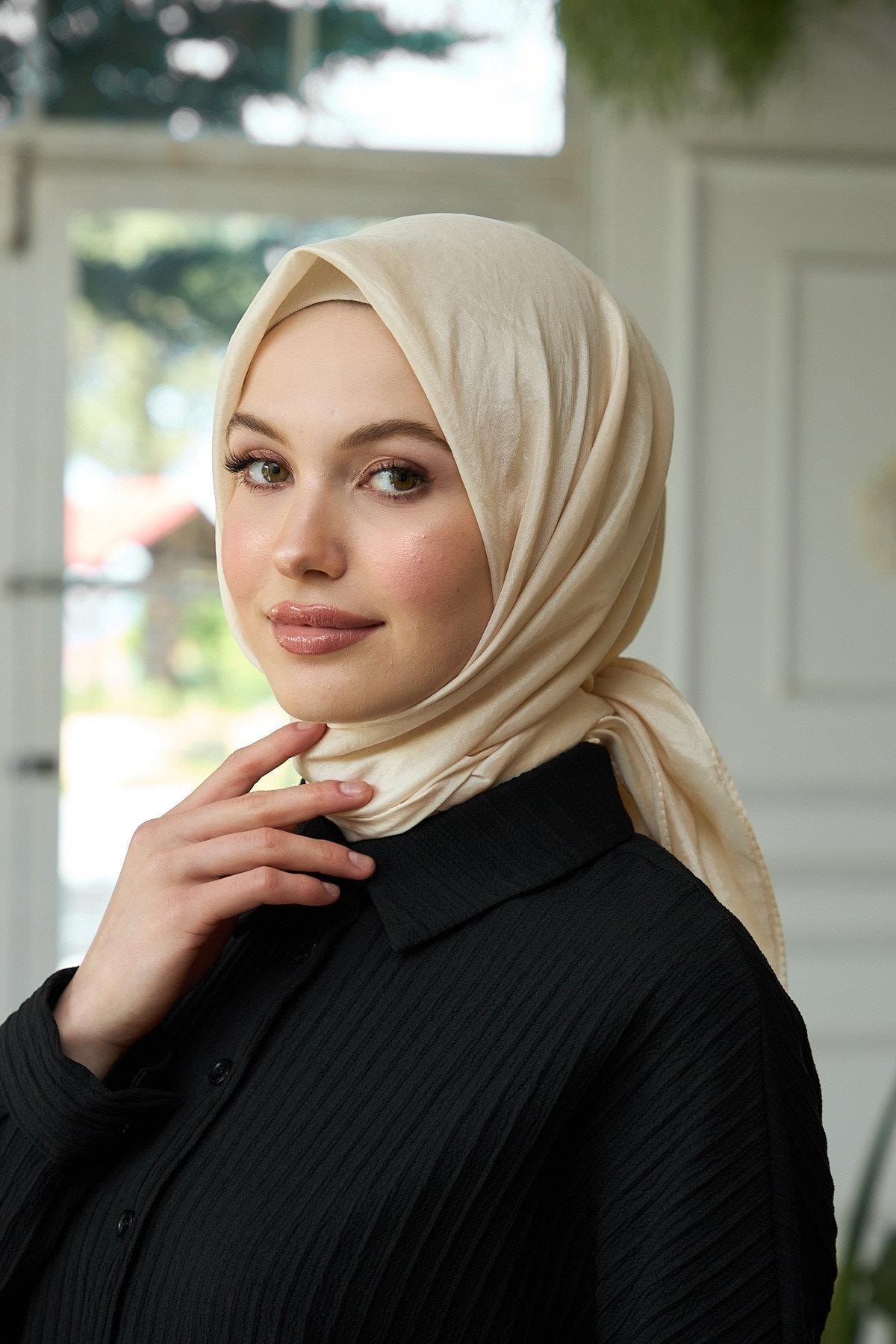 Düz Desen Vual Eşarp Somon Vual İpek Eşarp - 10100-22