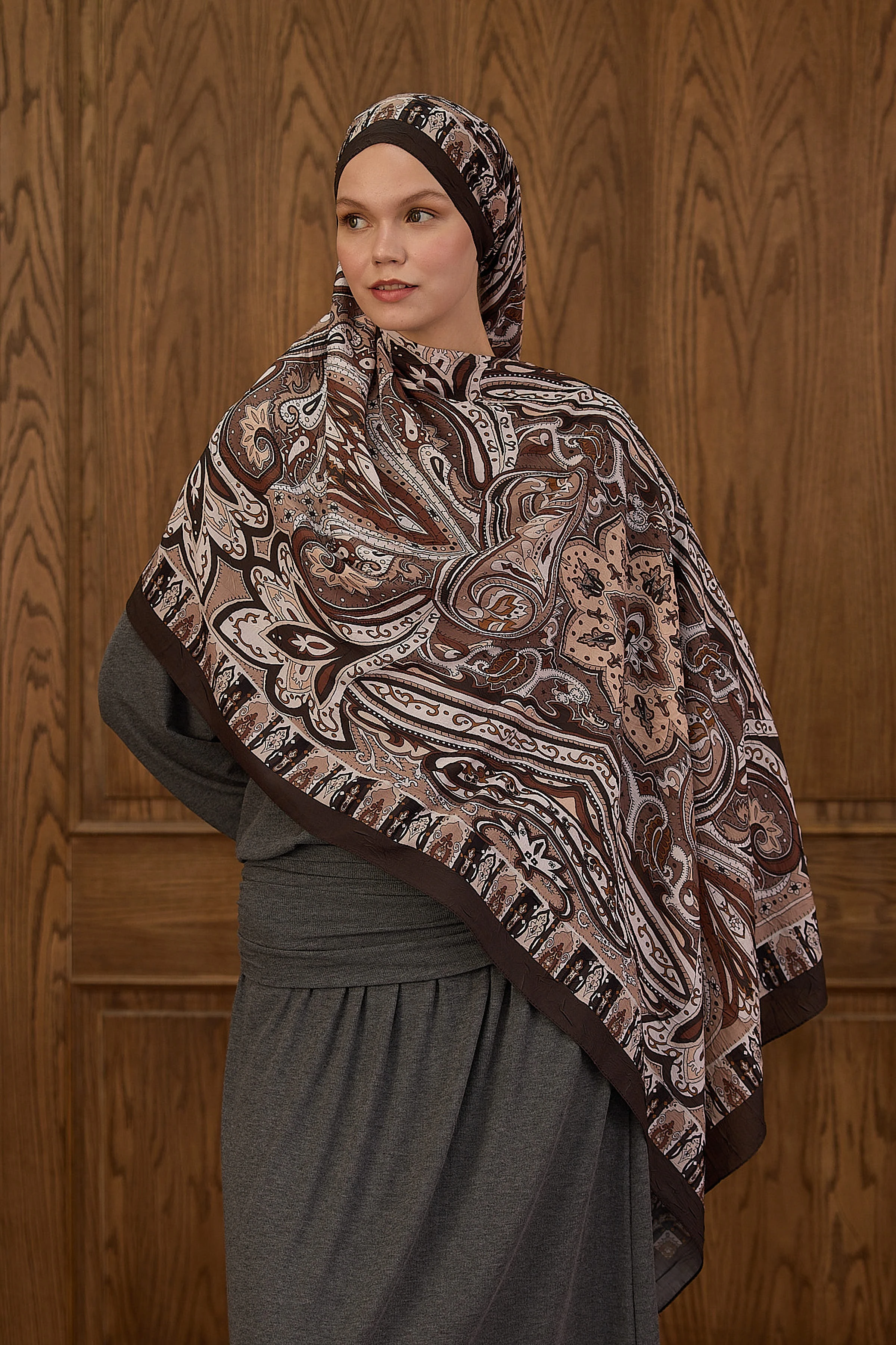 Bambu Kraş Şal 7002 - Acı Kahve