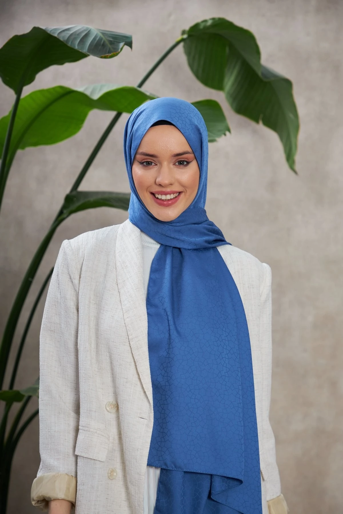 Alesa Desen İpeksi Jakar Şal Mavi 9003-20