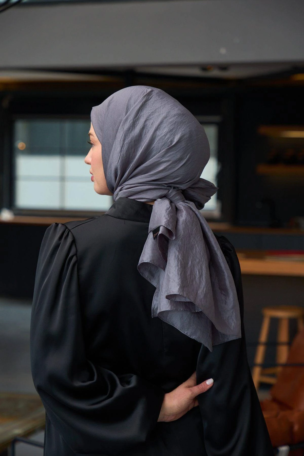 Düz Desen Vual Şal Gümüş Gri Vual İpek Şal - 9800-39