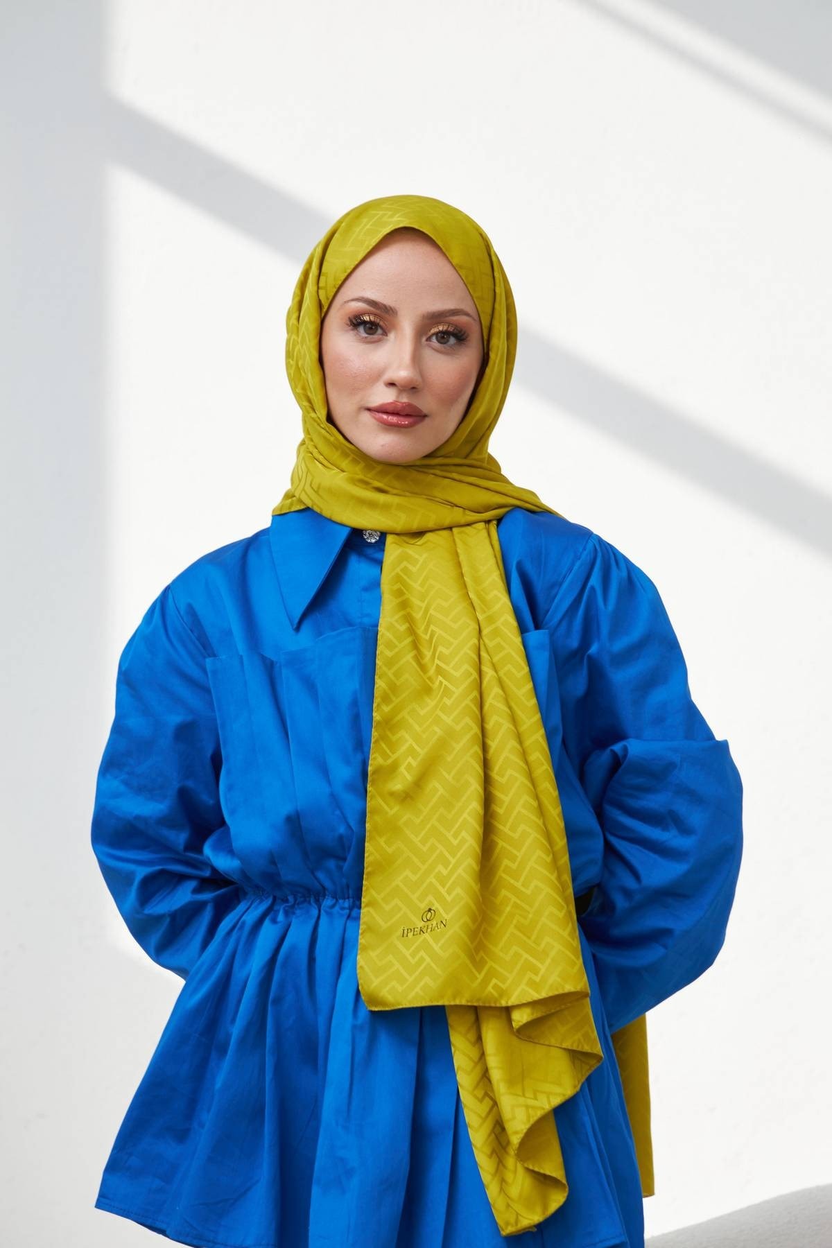 Lego Desen İpeksi Jakar Şal Yağ Yeşili 9004-13