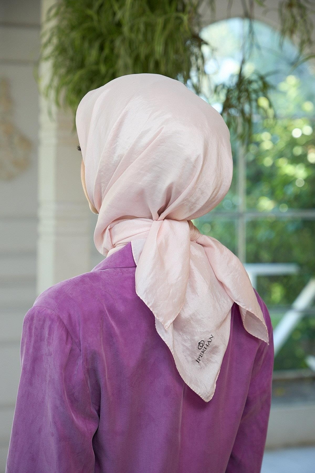 Düz Desen Vual Eşarp Pudra Vual İpek Eşarp - 10100-06