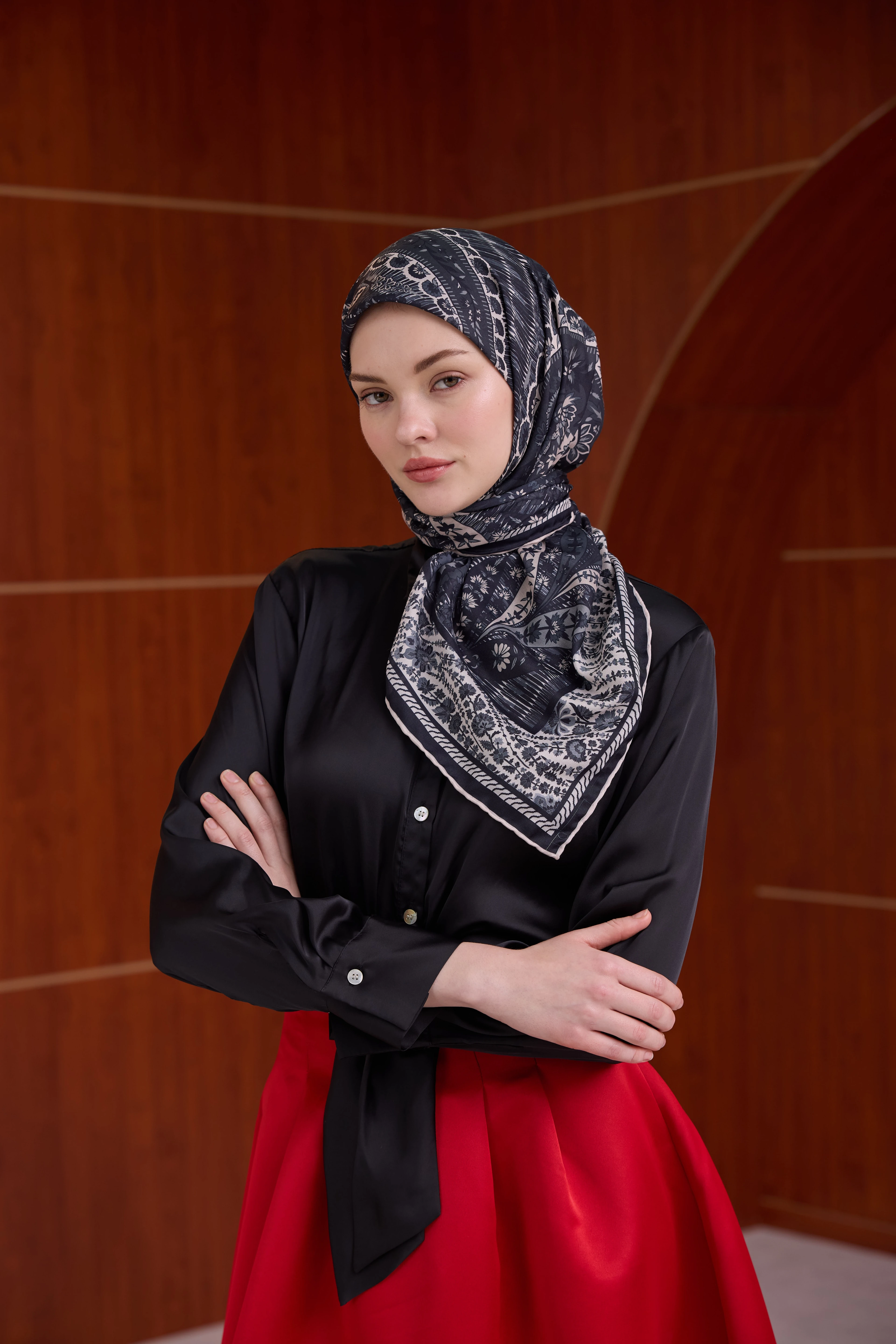 Winter Bloom Soft Eşarp 1242 - Açık Gri