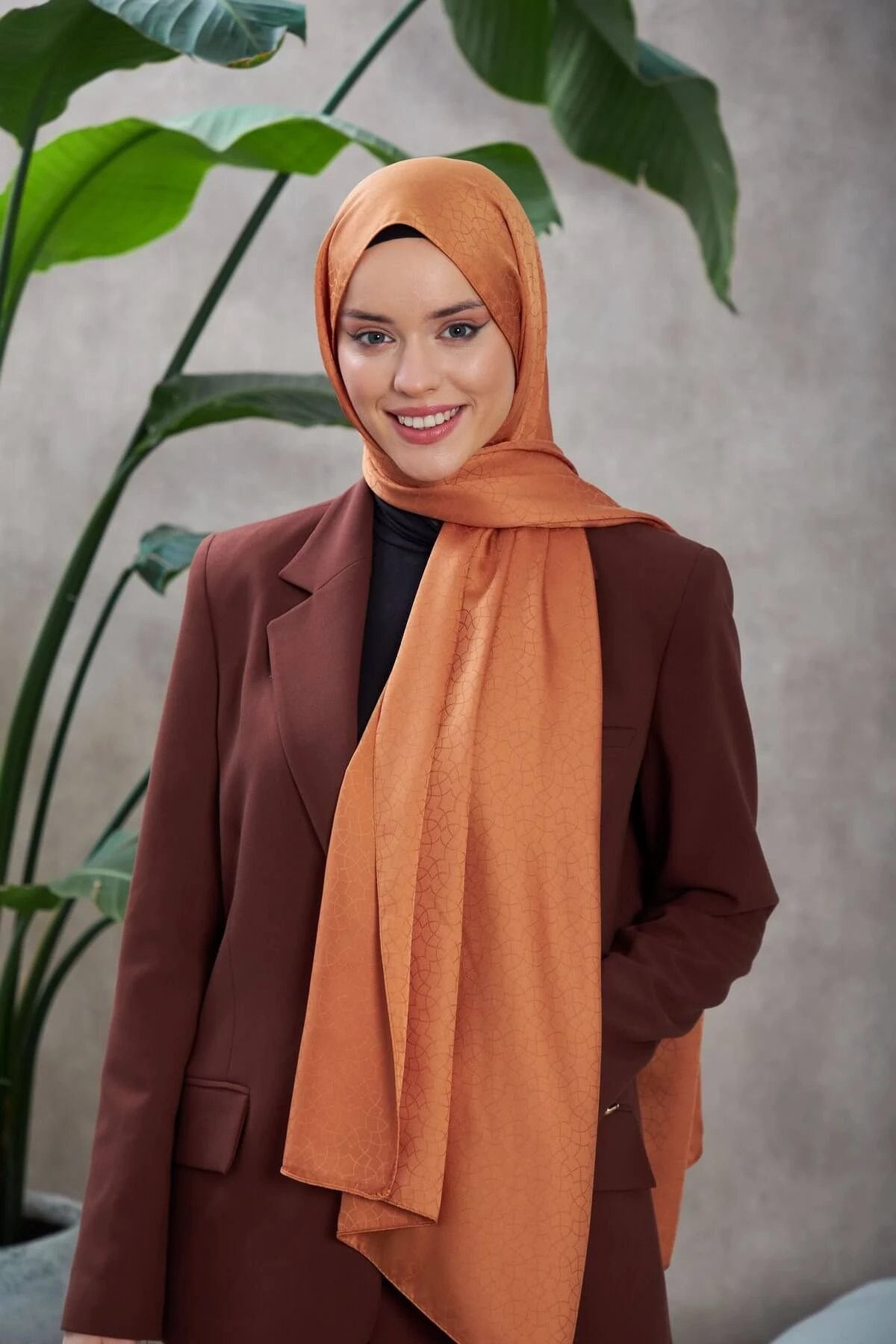 Alesa Desen İpeksi Jakar Şal Taba 9003-08