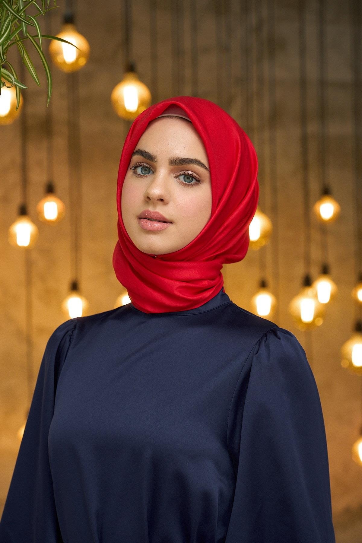 Düz Desen Vual Eşarp Kırmızı Vual İpek Eşarp - 10100-27