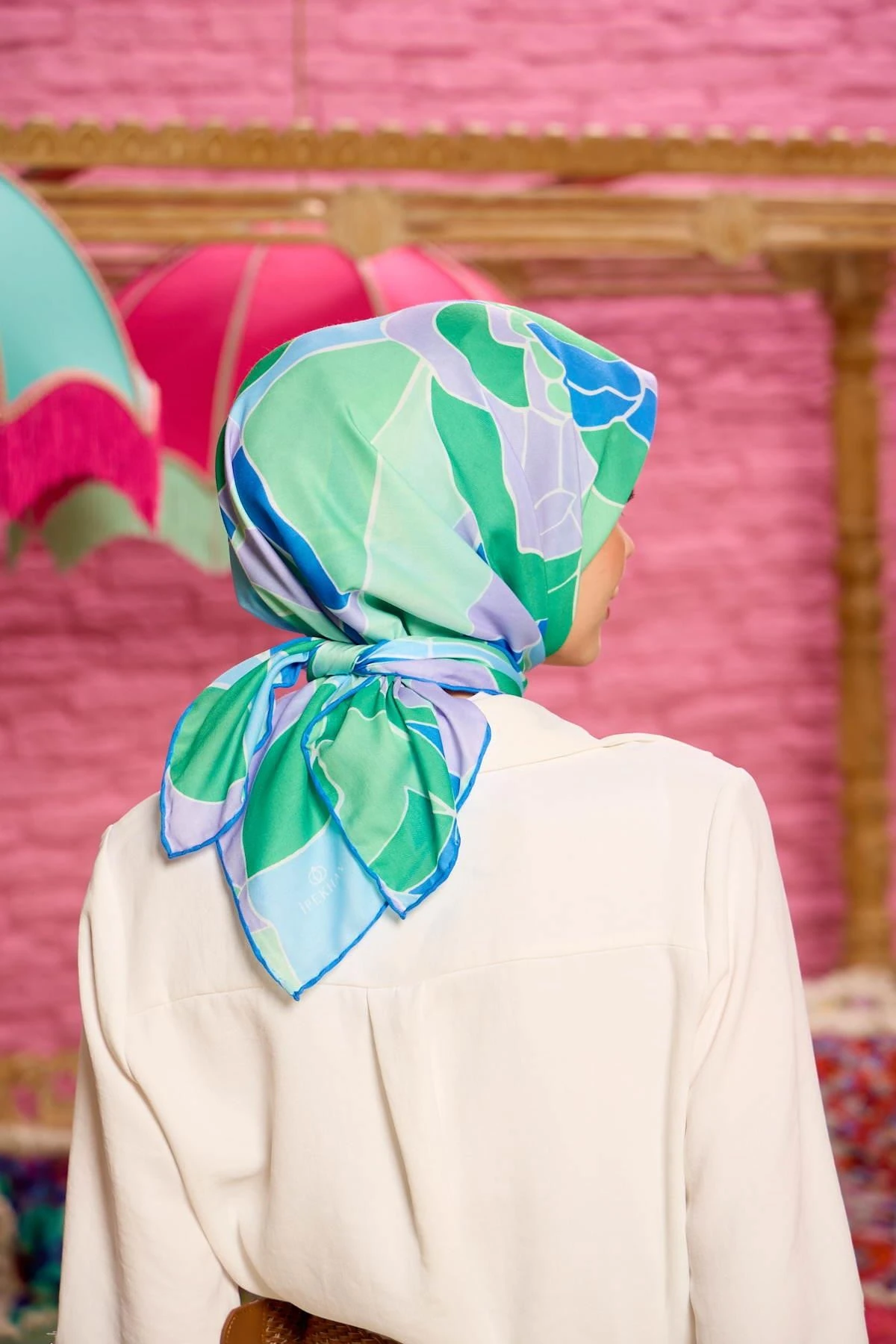 Marrakech Koleksiyon Soft Eşarp Mavi Açık Yeşil 1198-11