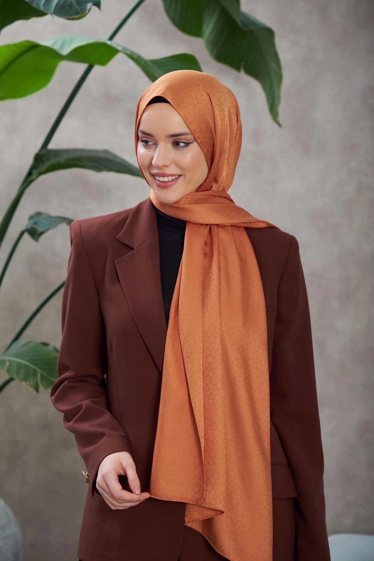 Alesa Desen İpeksi Jakar Şal Taba 9003-08