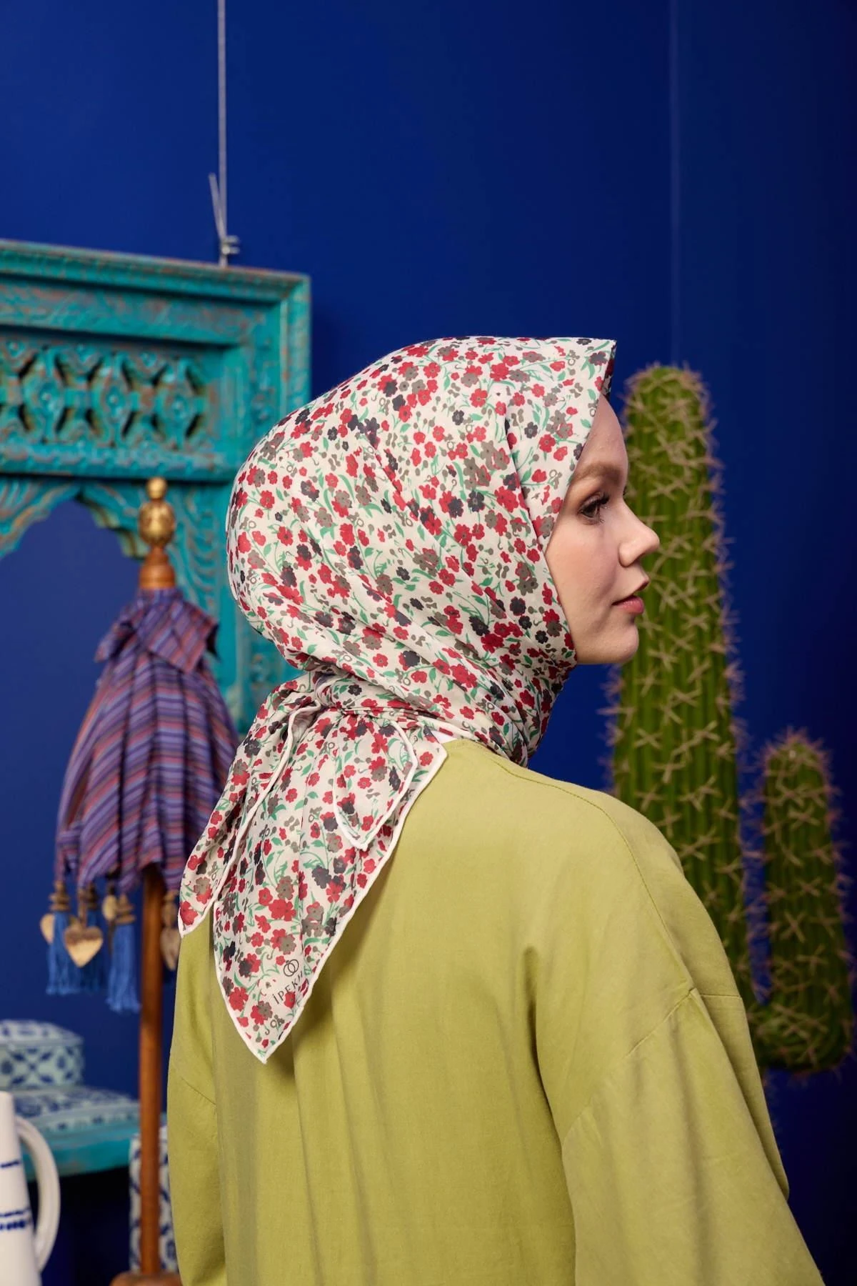 Marrakech Koleksiyon Soft Eşarp Soluk Sarı Kırmızı 1193-29