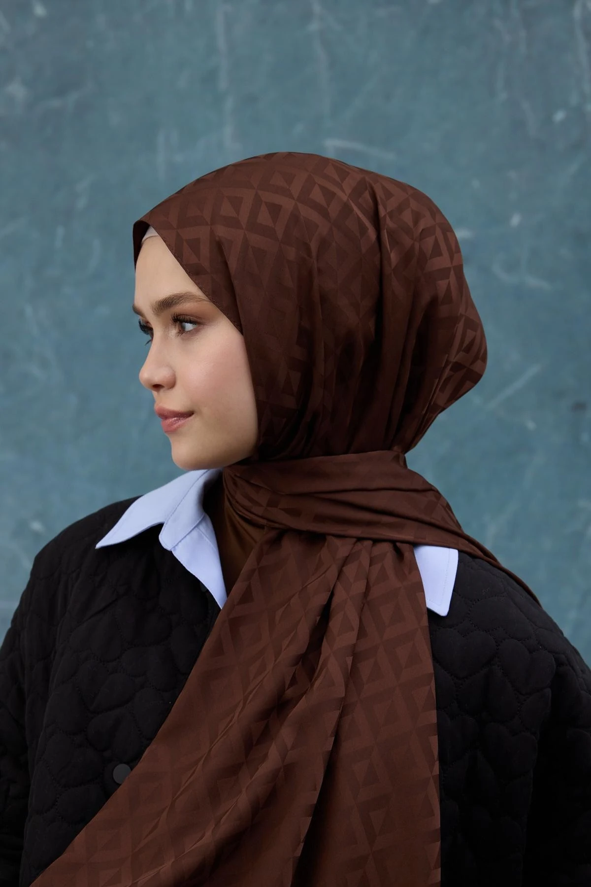 Fall Winter İpeksi Jakar Şal Kahverengi 9019-08