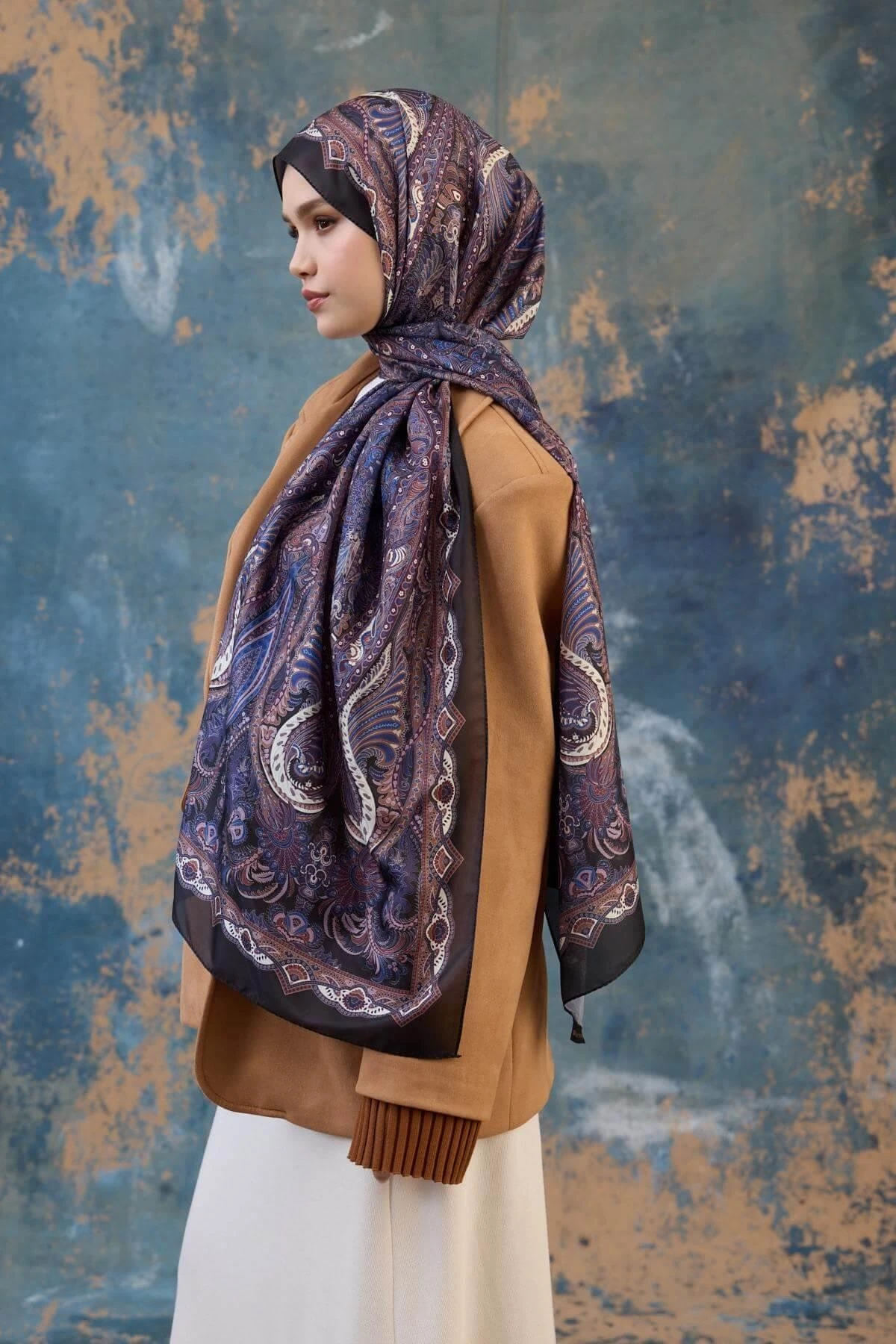 Şal Desen Vual Şal Mor Vual İpek Şal - 9801-03