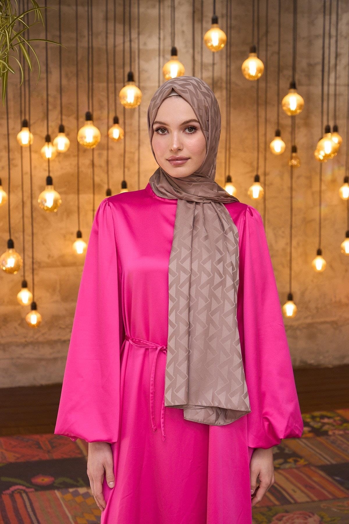 Yaz Işıltısı Koleksiyonu İpeksi Jakar Şal Vizon 9014-15