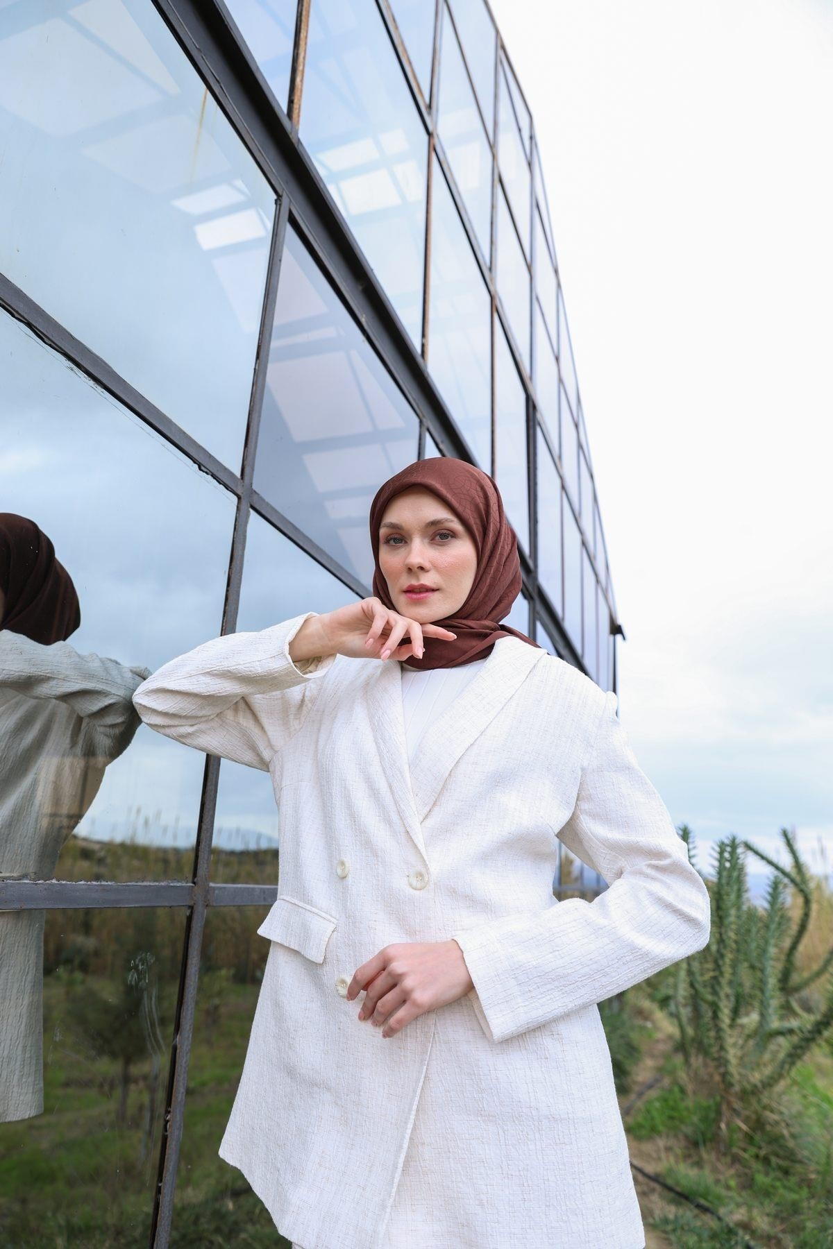 Celina Jakar Eşarp Kahverengi 9902-02