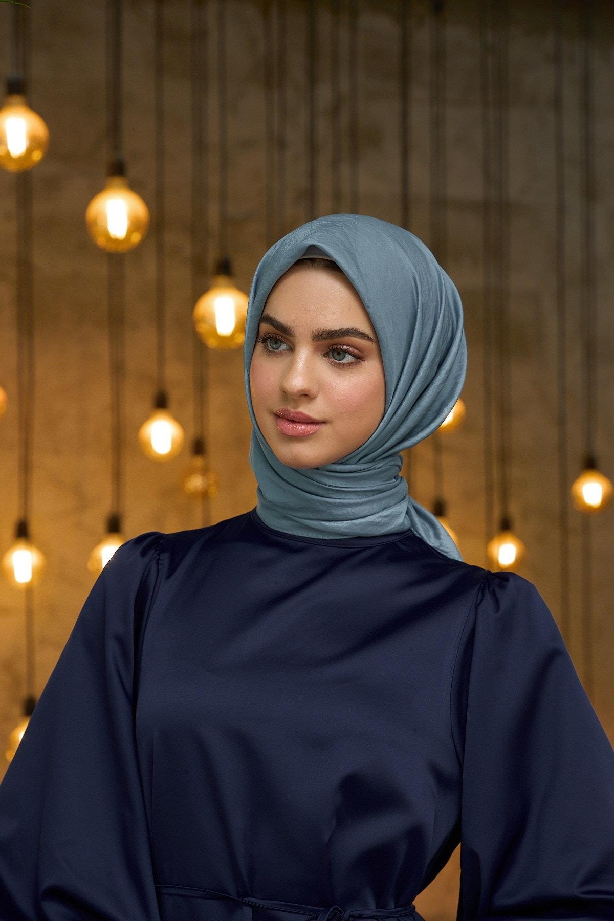 Düz Desen Vual Eşarp Füme Vual İpek Eşarp - 10100-25