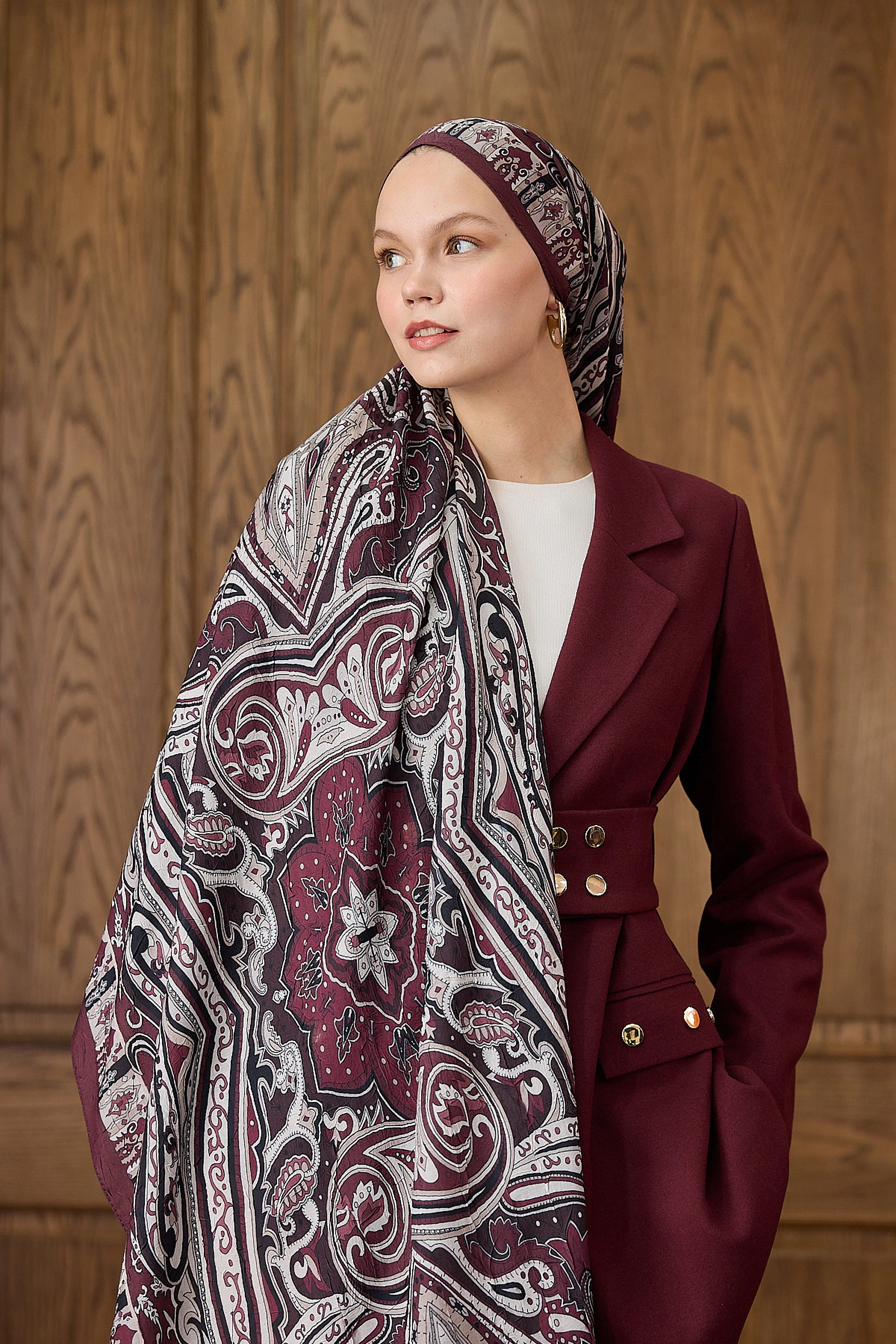 Bambu Kraş Şal 7002 - Bordo