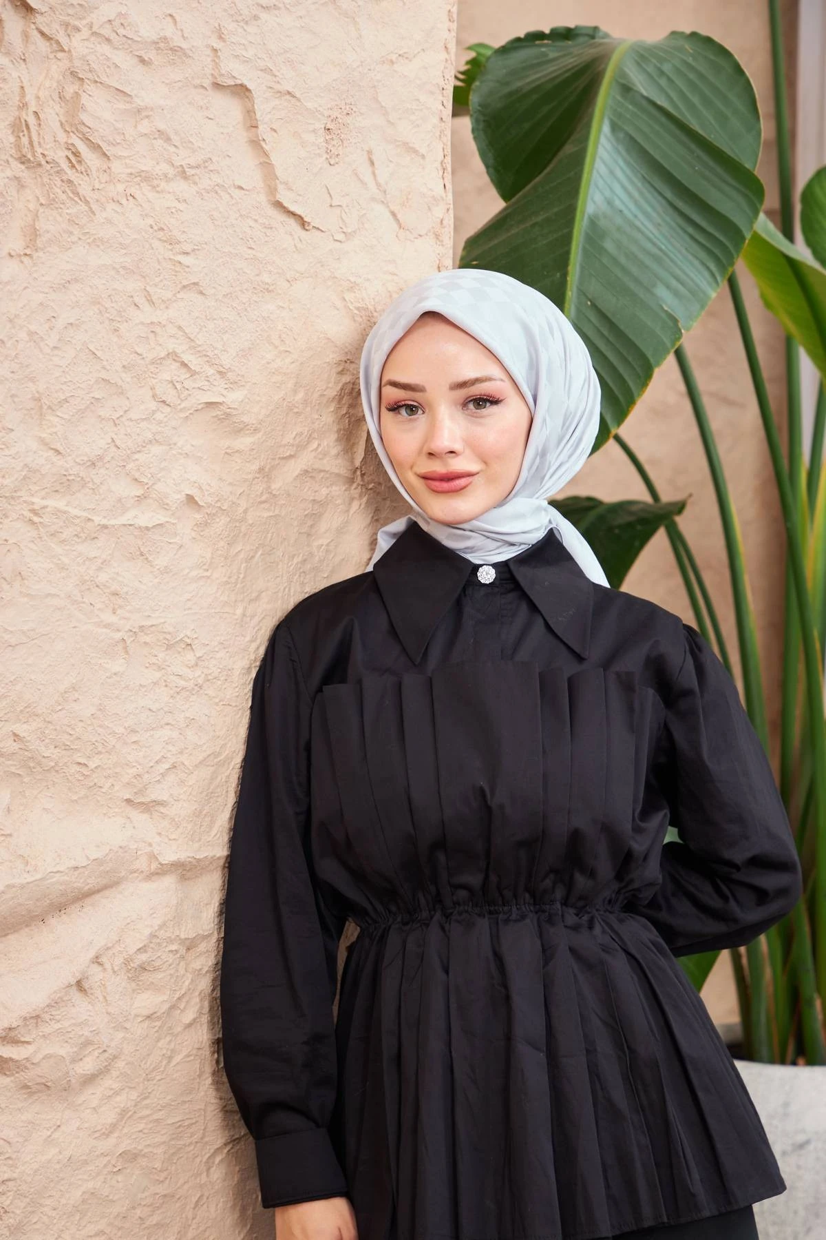 Dama Jakarlı Eşarp Gümüş Gri 9900-07