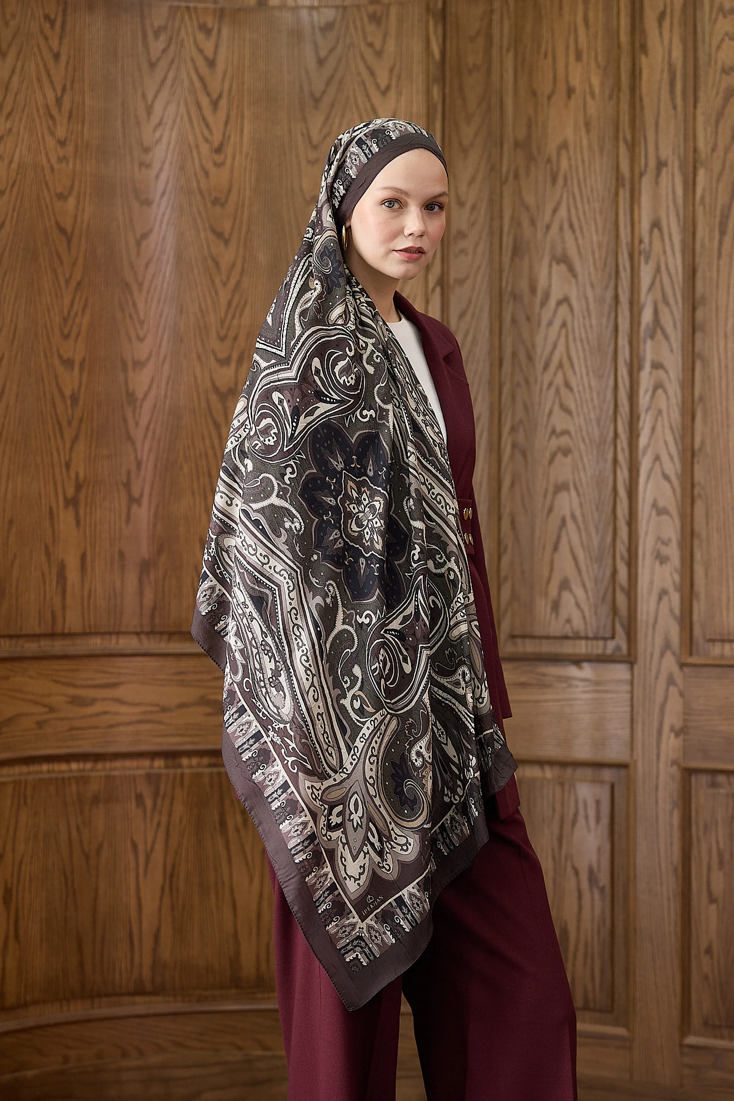 Bambu Kraş Şal 7002 - Acı Kahve Krem