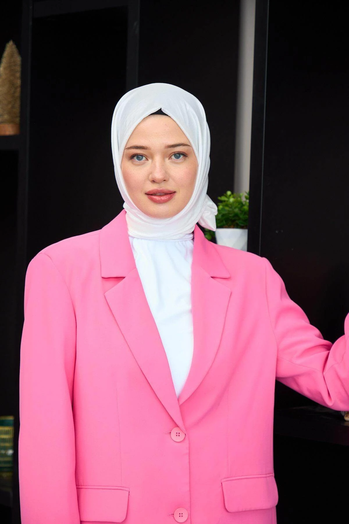 Düz Desen Vual Şal Beyaz Vual İpek Şal - 9800-19