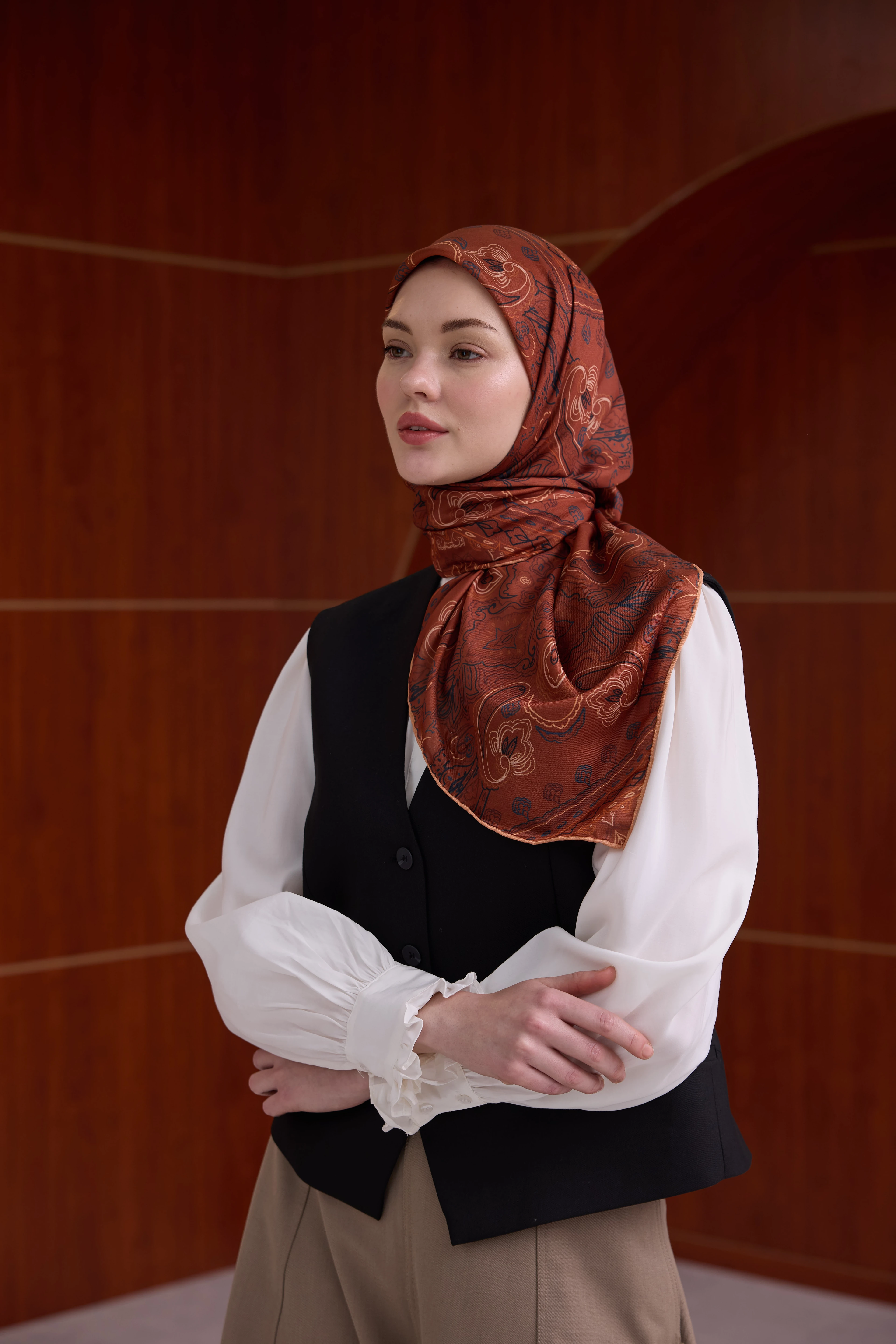 Winter Bloom Soft Eşarp 1243 - Tarçın