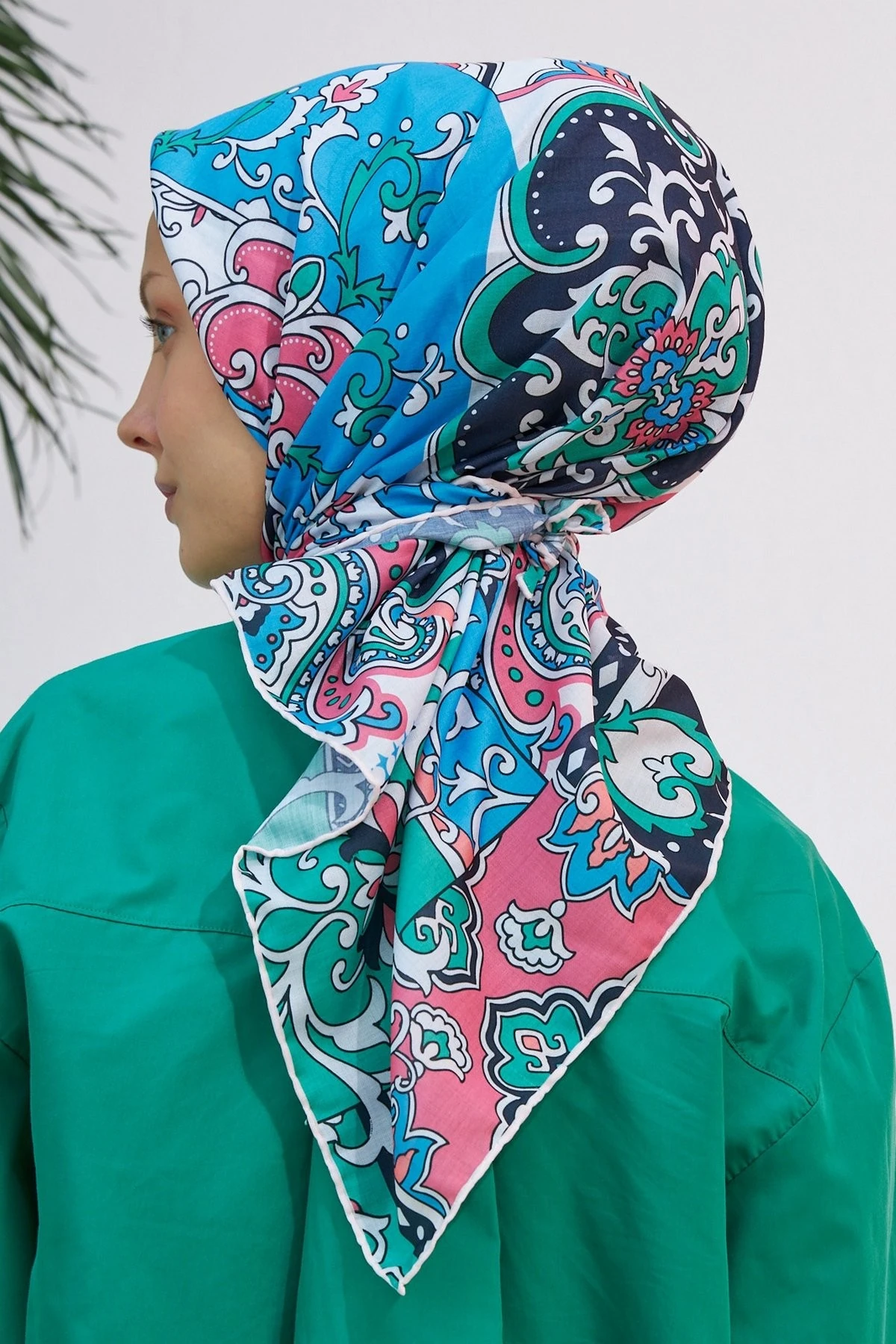 Mozaik Benetton Yeşil Pamuk Viskon Eşarp