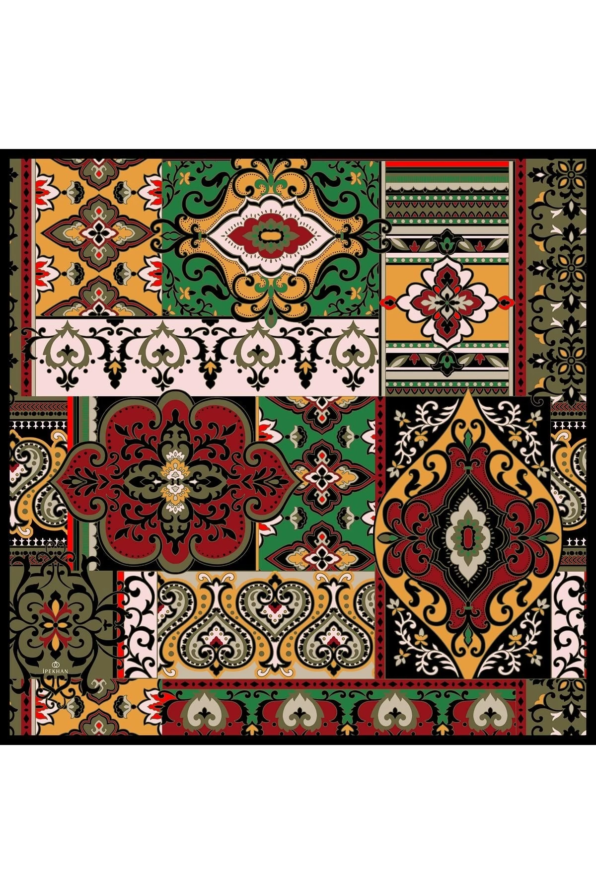 Mozaik Su Yeşili Pembe Pamuk Viskon Eşarp