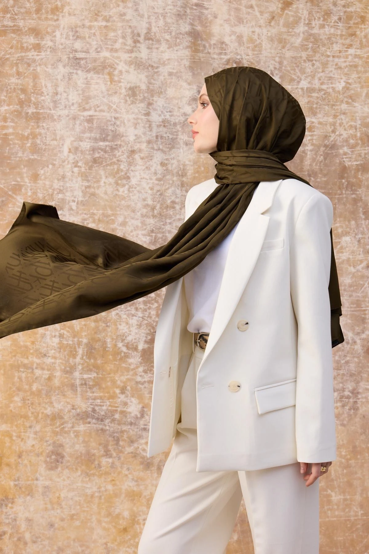 Fall Winter İpeksi Jakar Şal Haki 9020-02