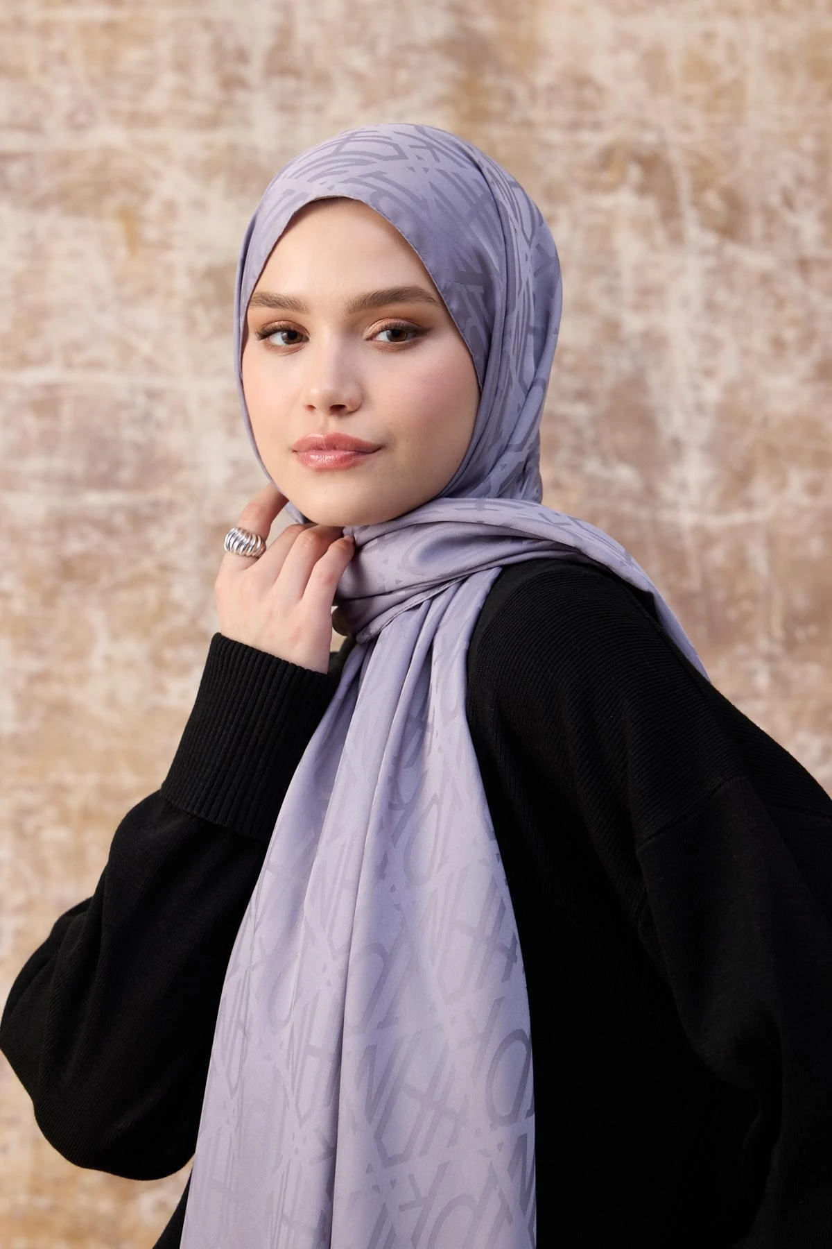 Fall Winter İpeksi Jakar Şal Lila 9020-01