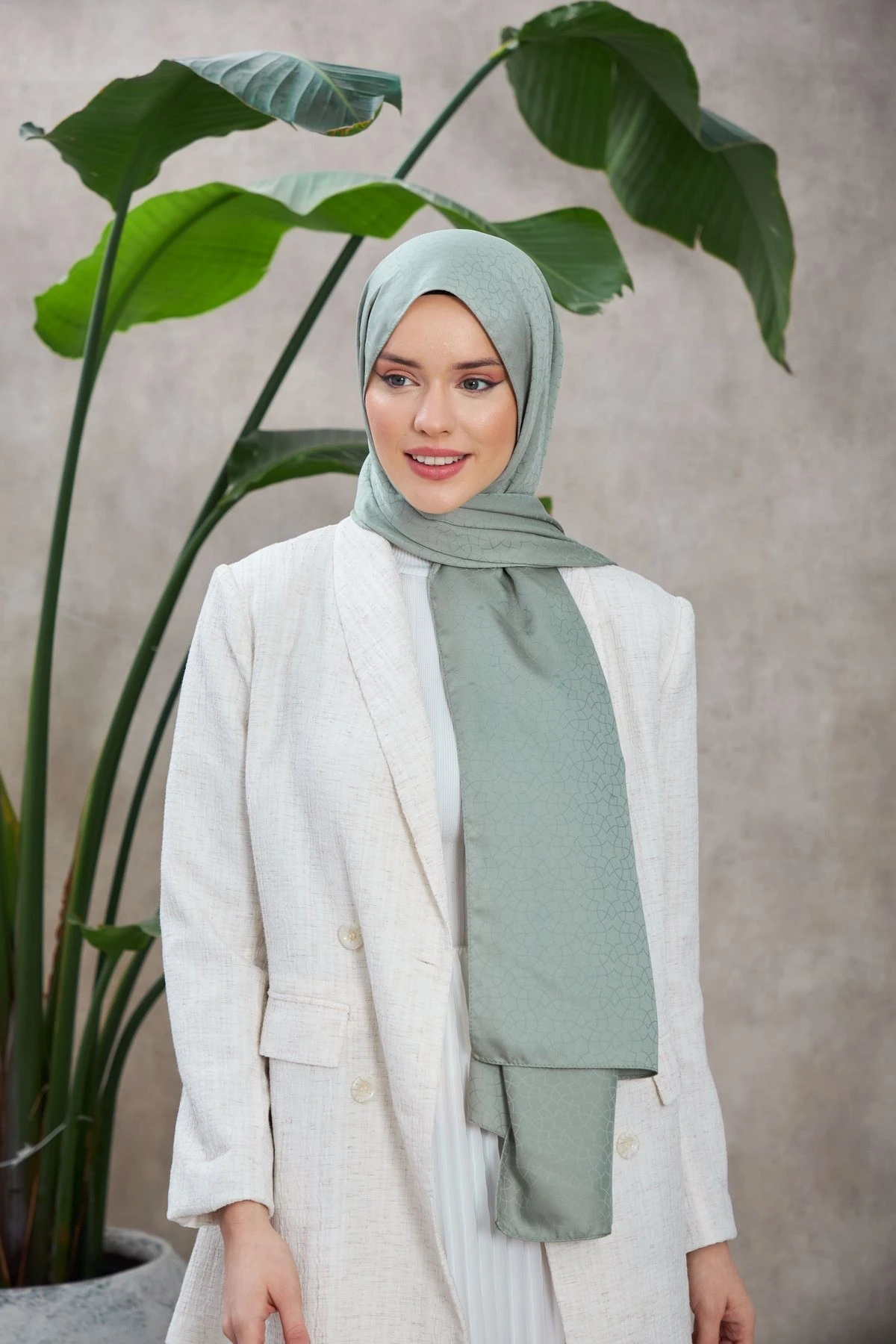 Alesa Desen İpeksi Jakar Şal Deniz Yeşili 9003-25