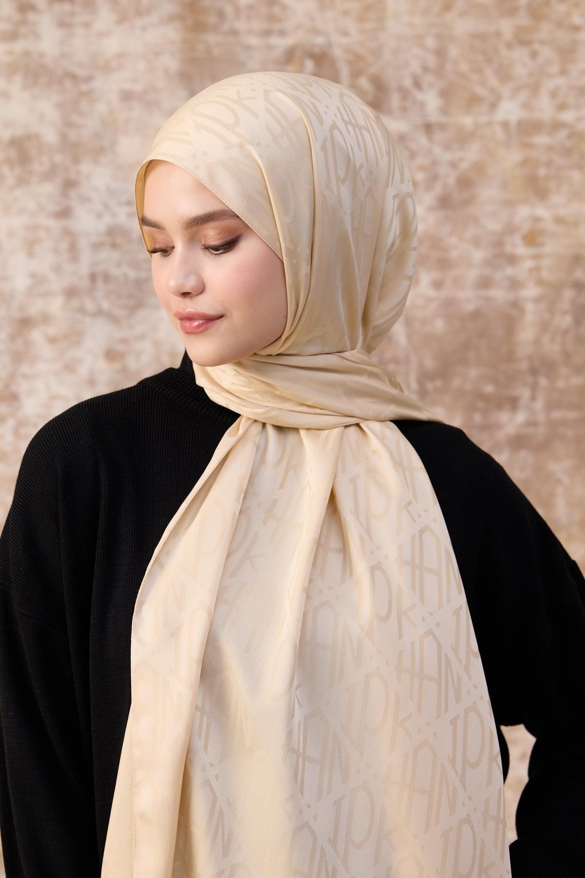 Fall Winter İpeksi Jakar Şal Krem 9020-24