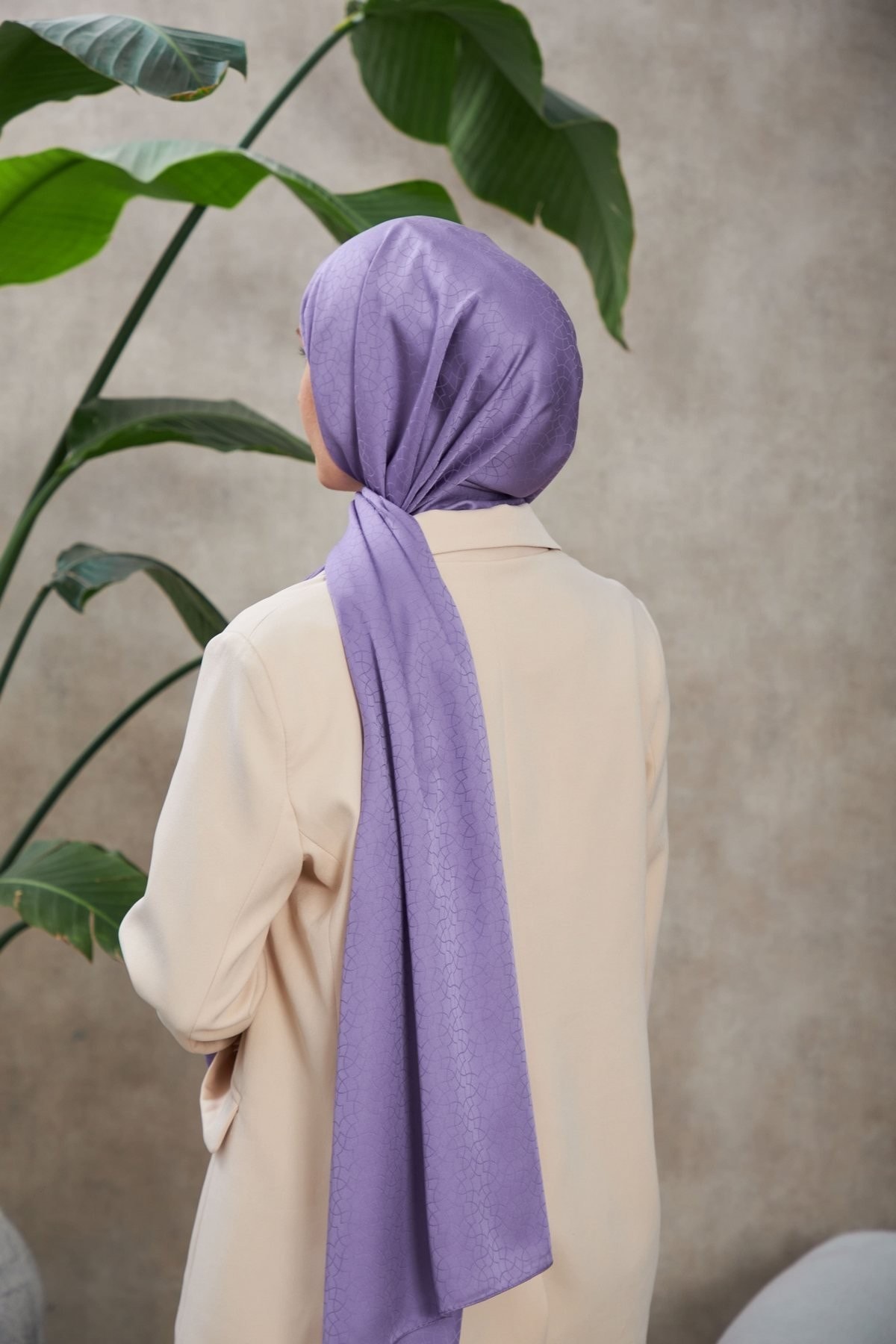 Alesa Desen İpeksi Jakar Şal Lila 9003-23