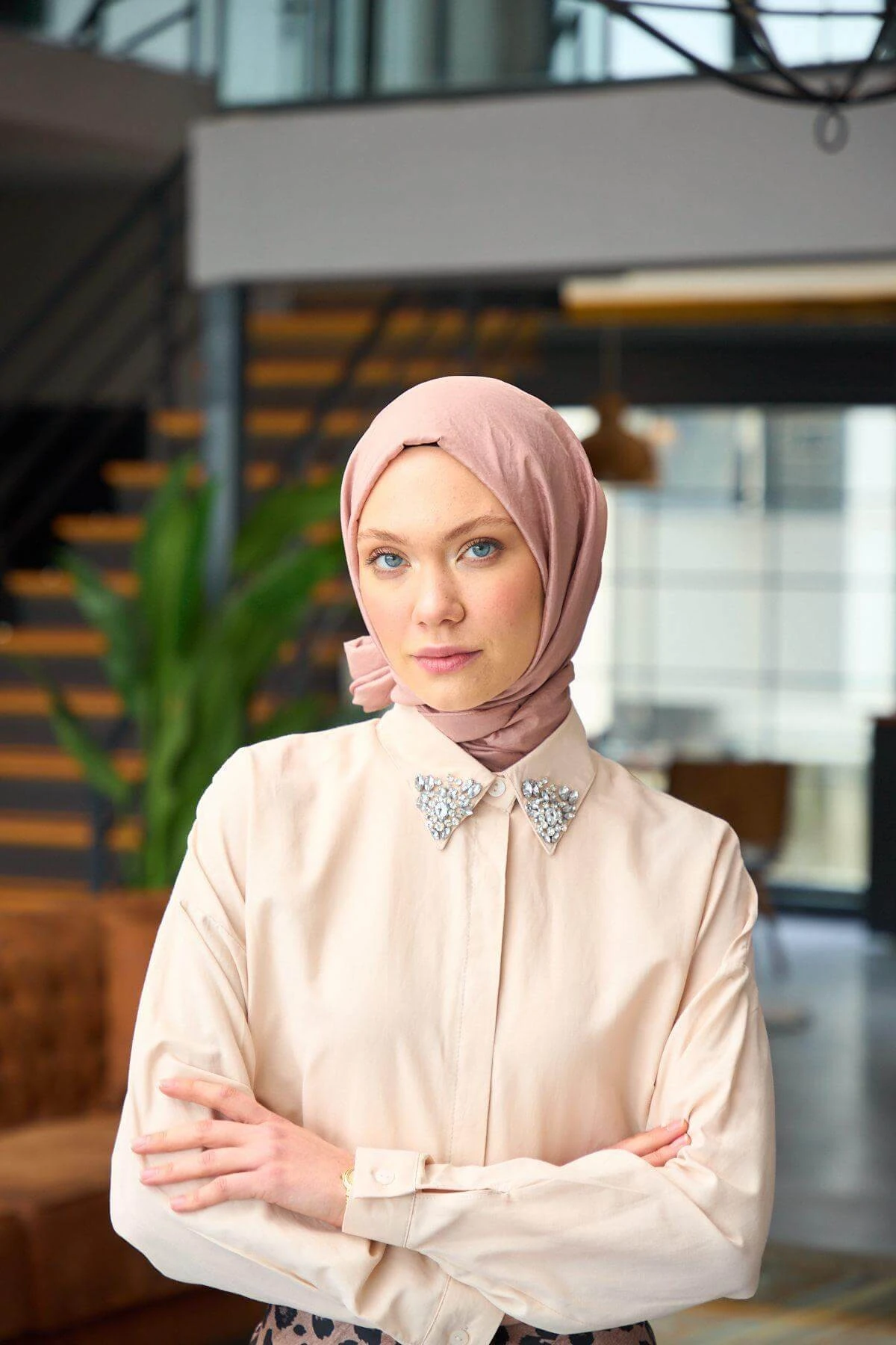 Düz Desen Vual Şal Gül Pembe Vual İpek Şal - 9800-28