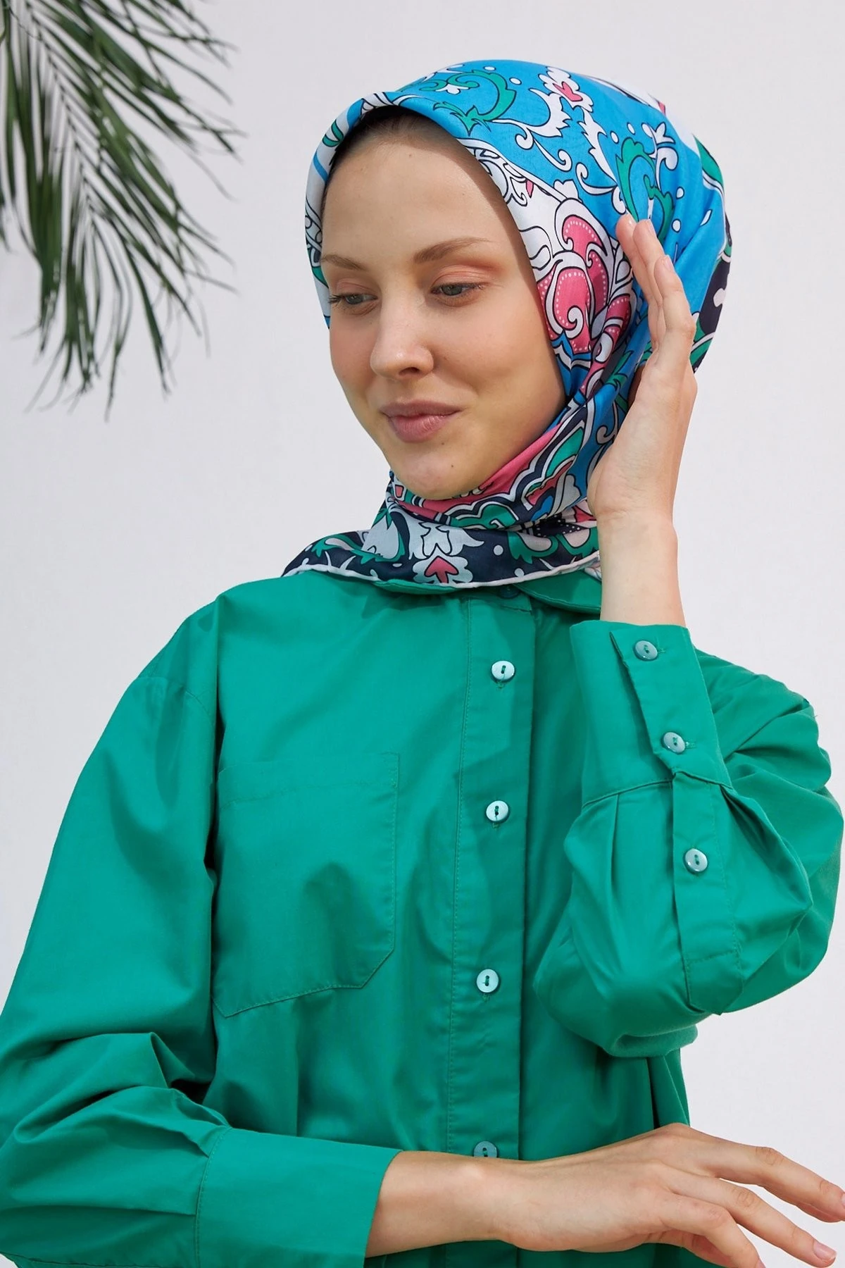 Mozaik Benetton Yeşil Pamuk Viskon Eşarp