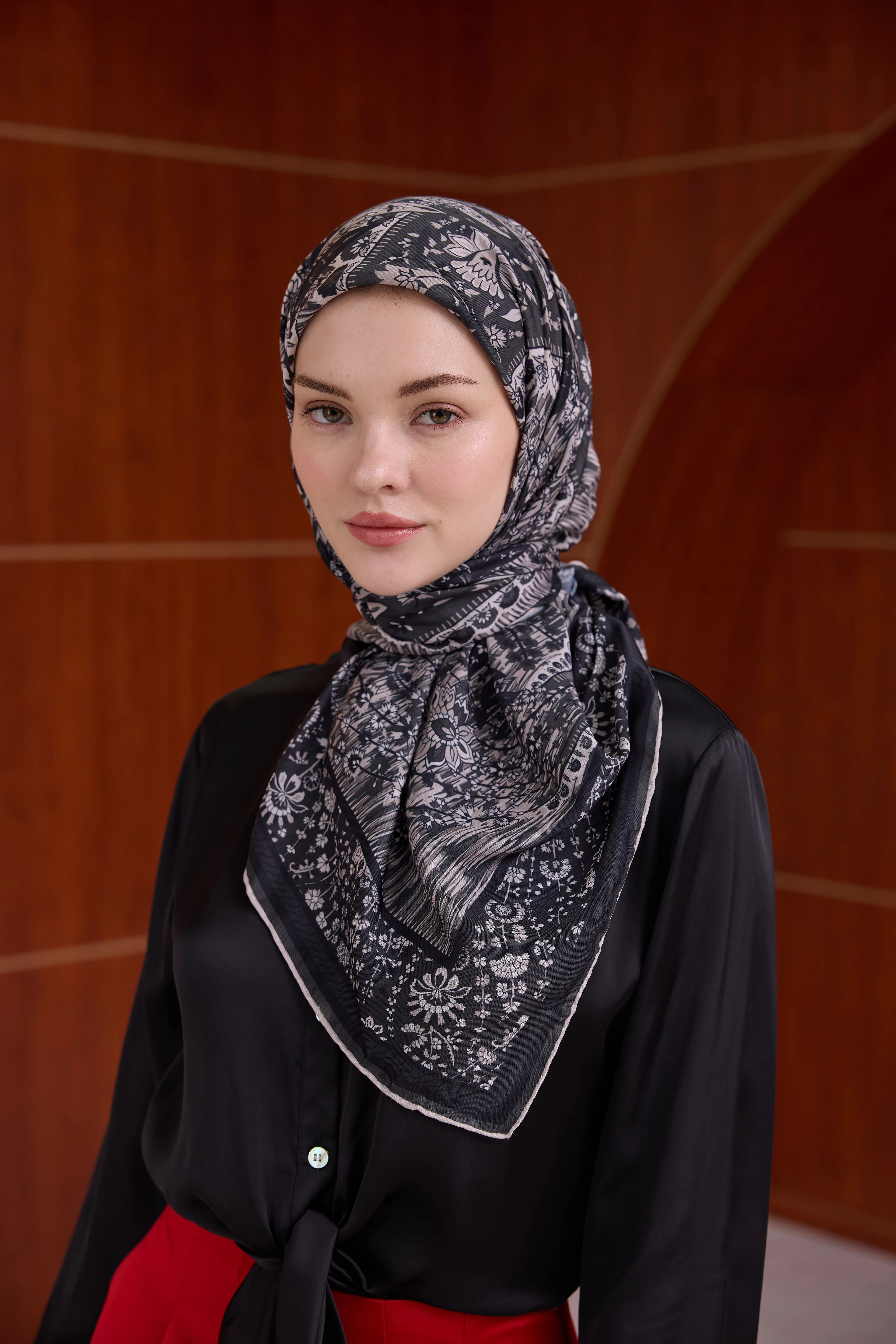 Winter Bloom Soft Eşarp 1242 - Açık Gri