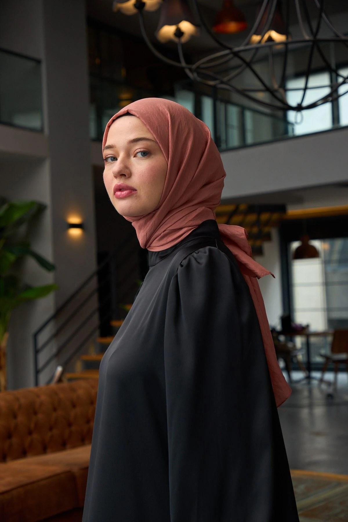 Düz Desen Vual Şal Mercan Vual İpek Şal - 9800-45