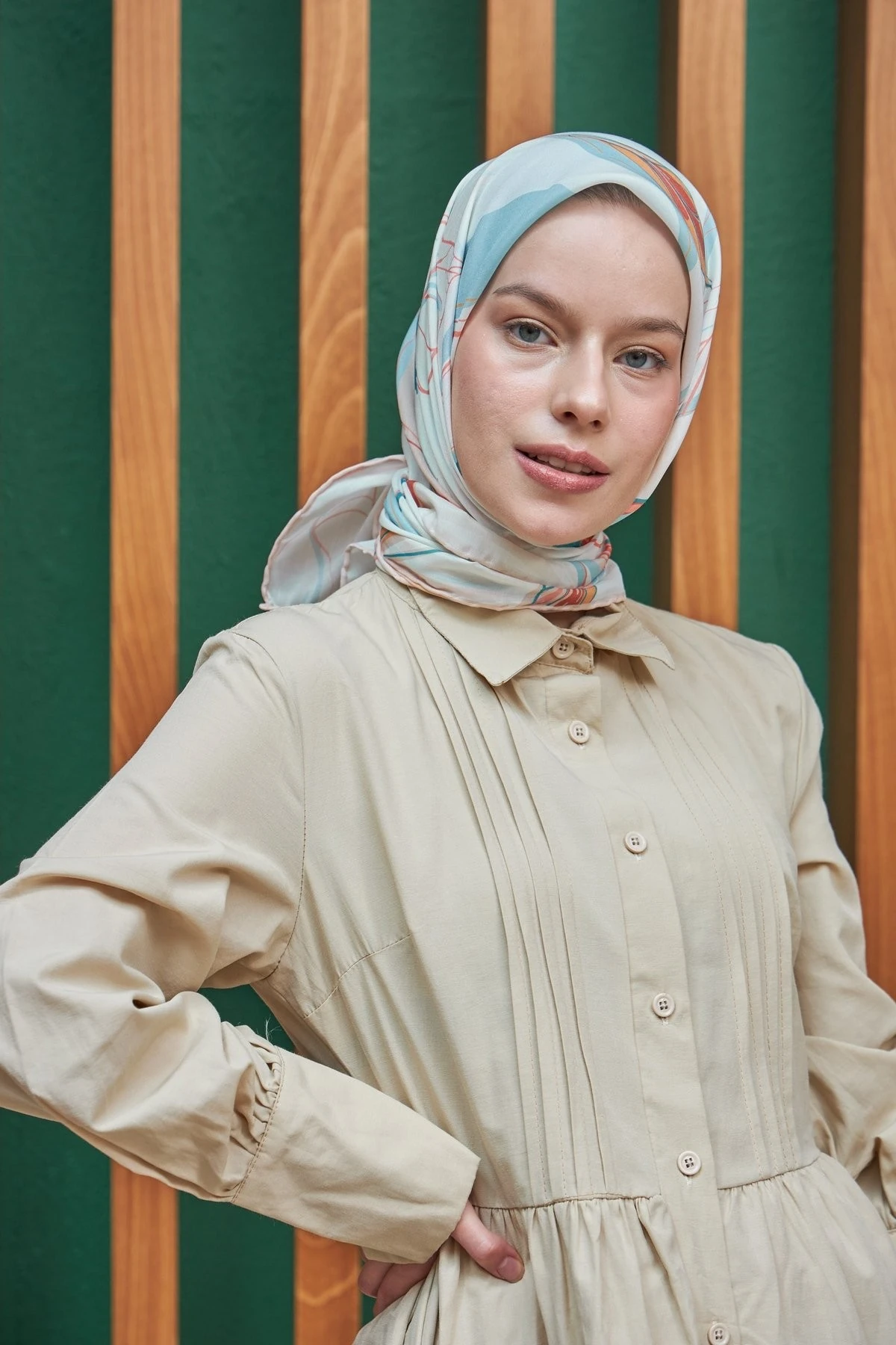 Lotus Petrol Yeşili Pamuk Viskon Eşarp