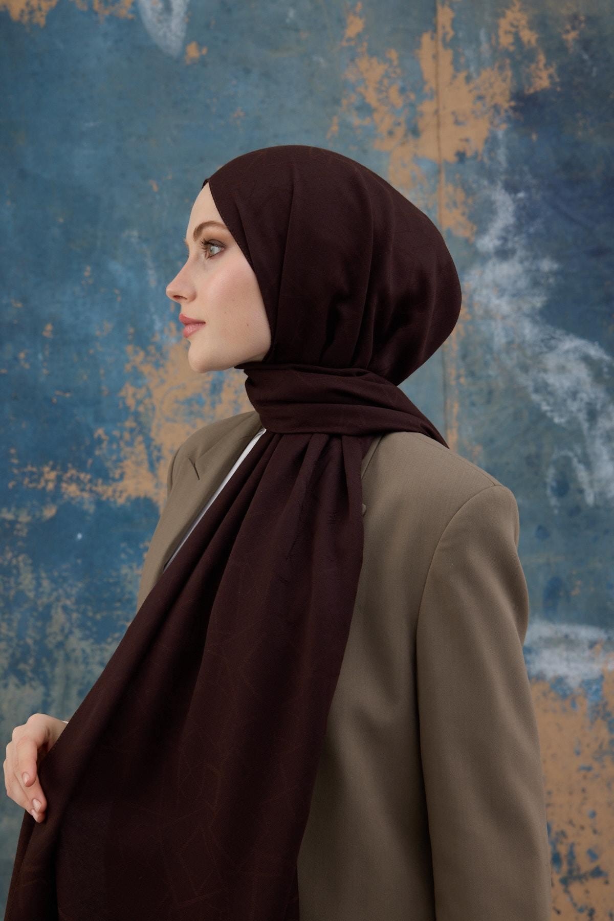 Kare Desen Pamuk Jakar Şal Acı Kahve 8012-16