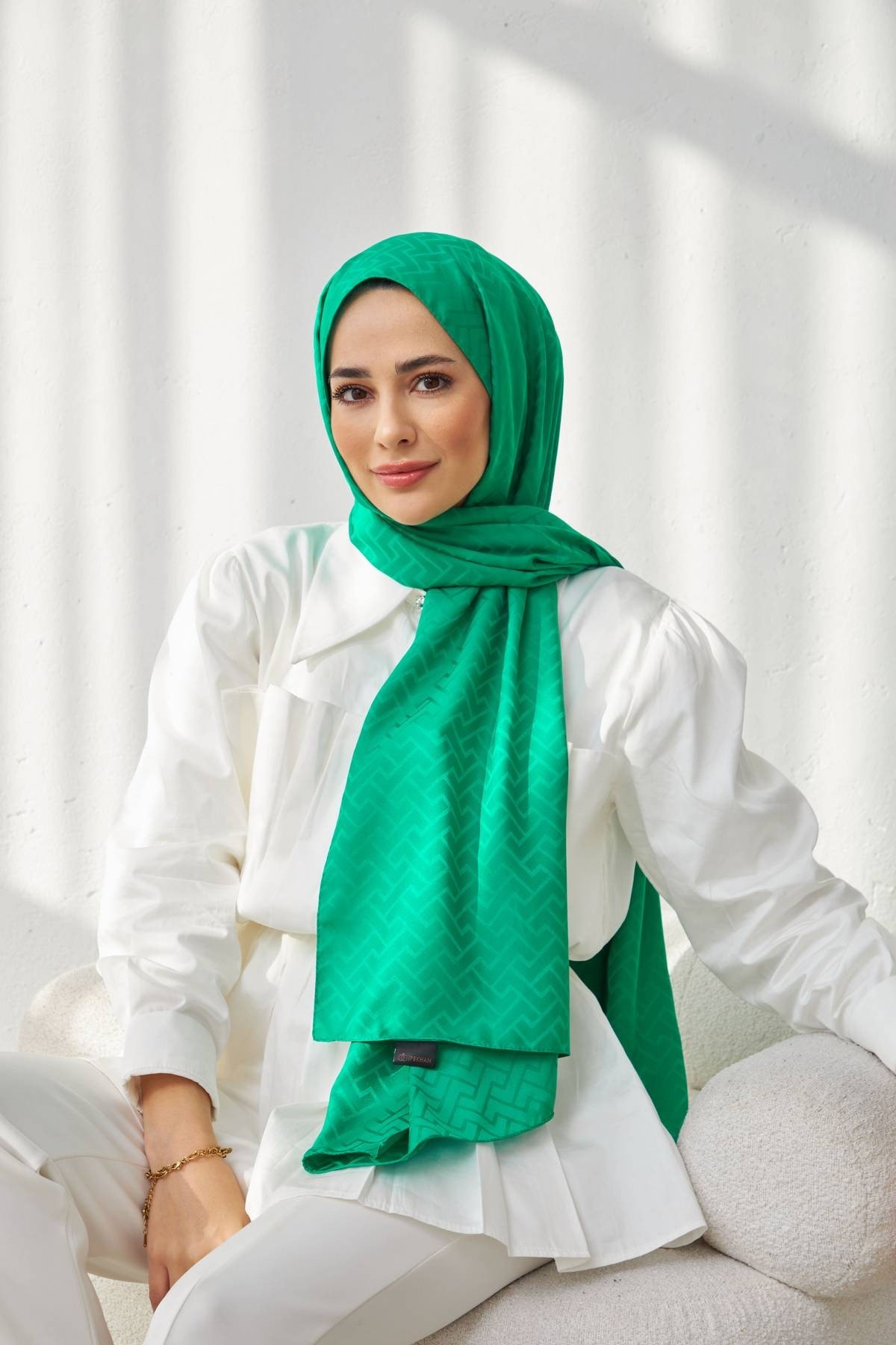 Lego Desen İpeksi Jakar Şal Benetton Yeşil 9004-03