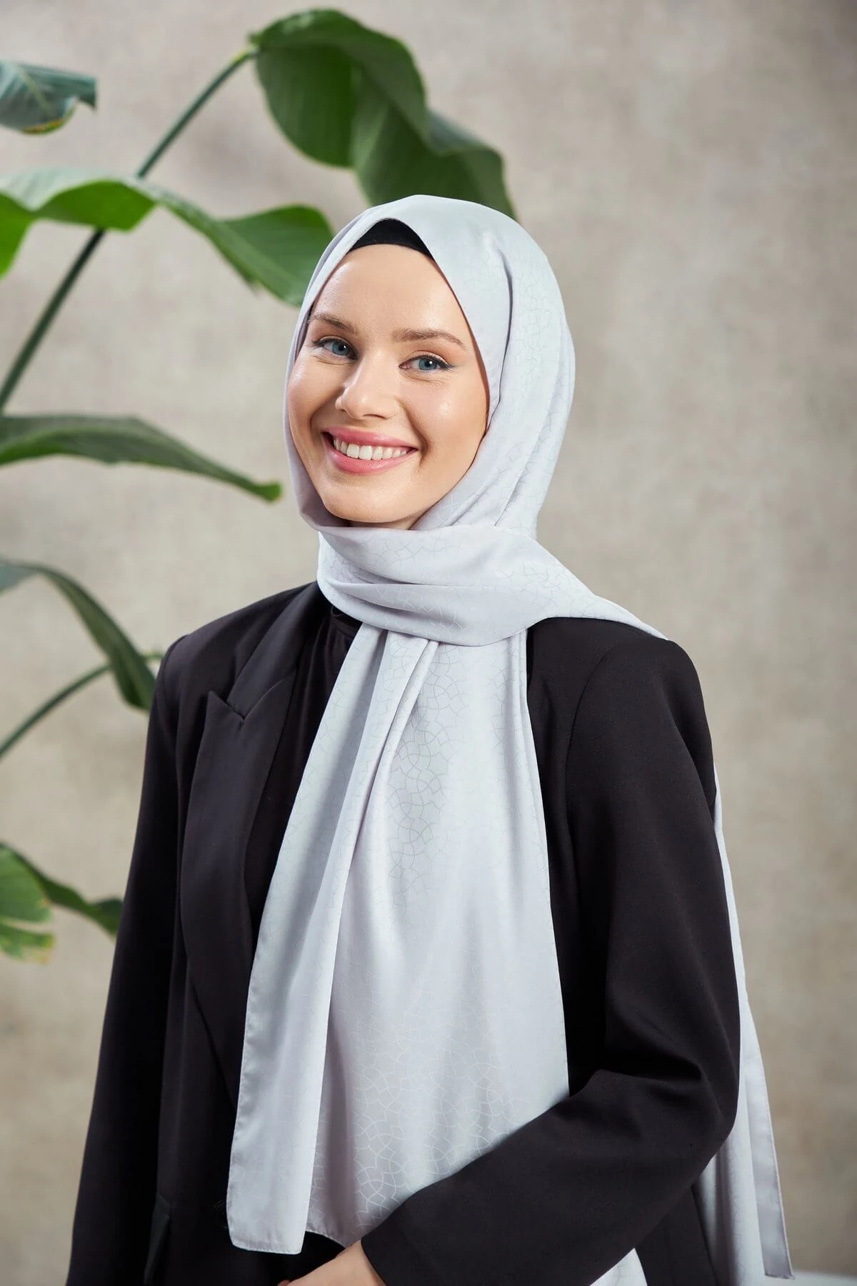 Alesa Desen İpeksi Jakar Şal Gri 9003-07