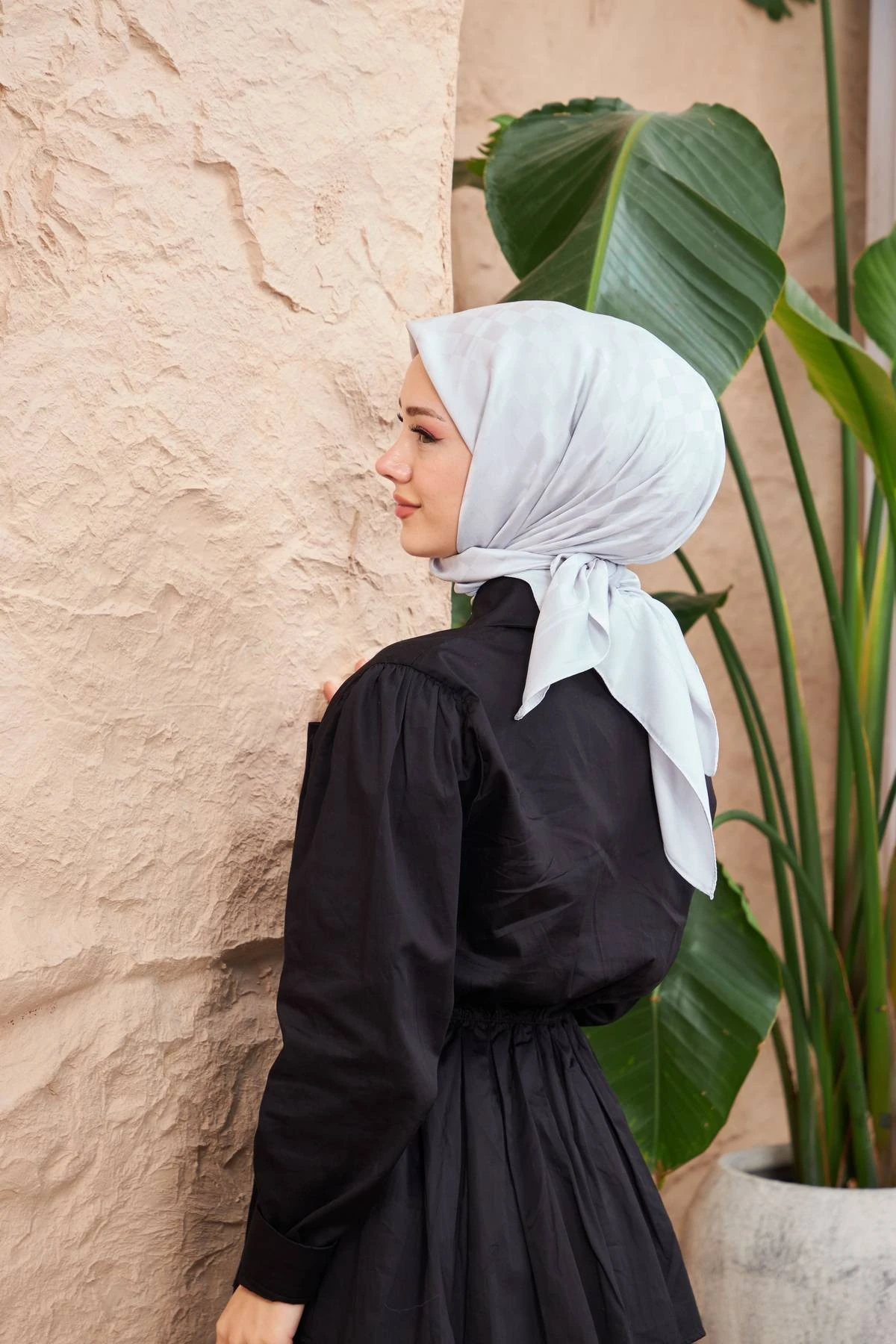 Dama Jakarlı Eşarp Gümüş Gri 9900-07