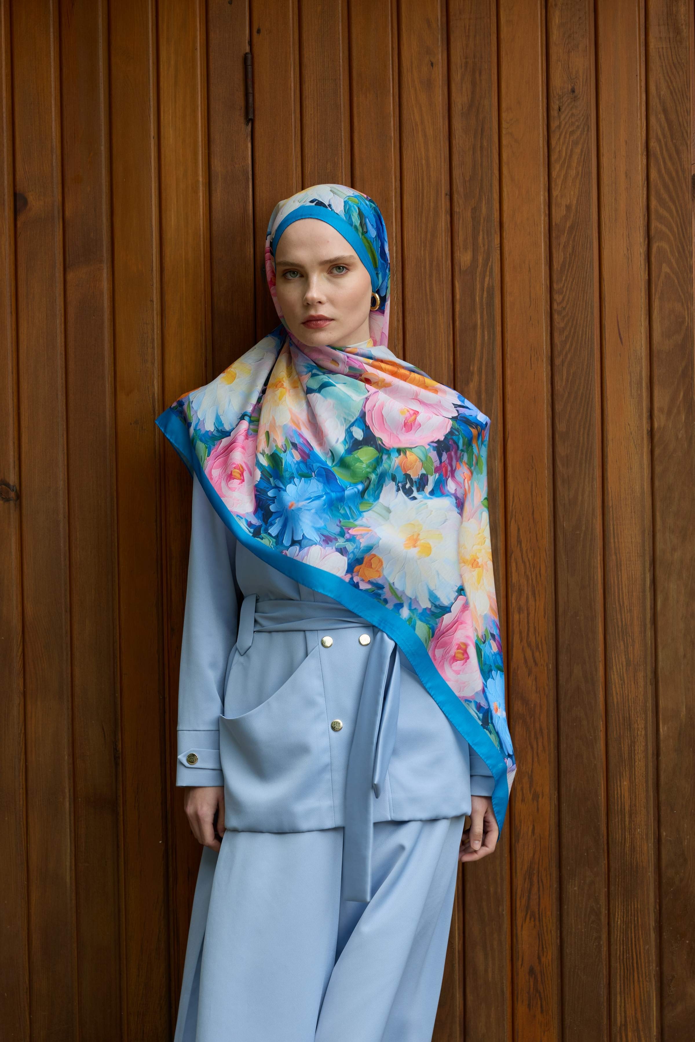 Winter Bloom Soft Şal 3069-10099 - Gökyüzü Mavi