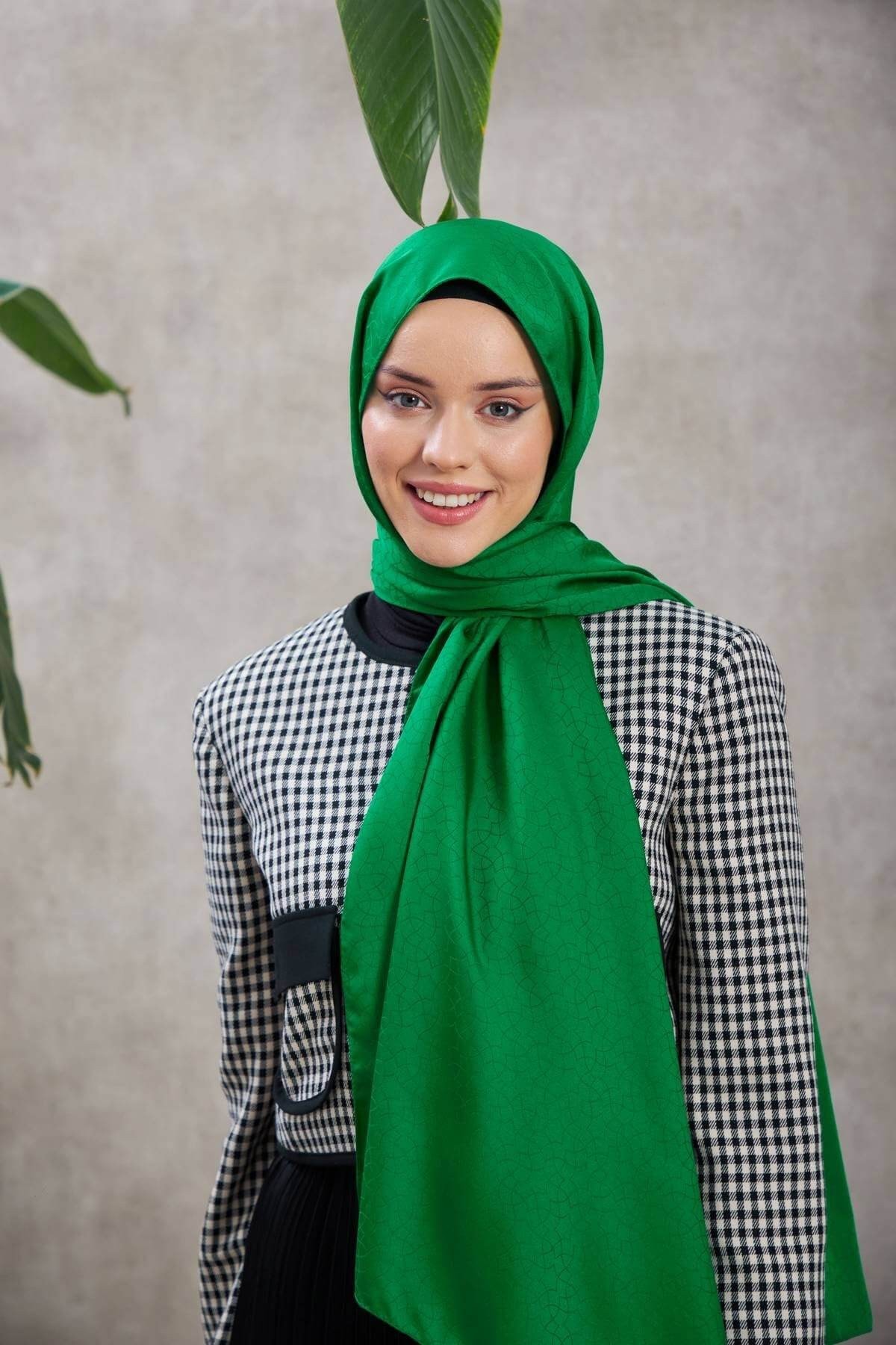 Alesa Desen İpeksi Jakar Şal Yeşil 9003-04