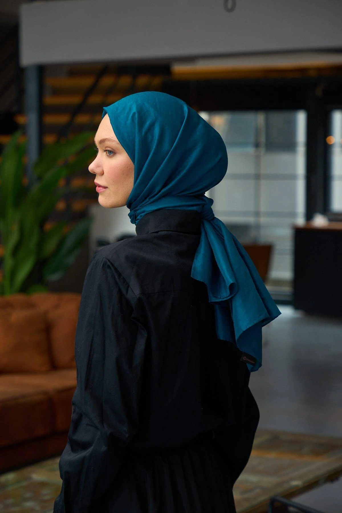 Düz Desen Vual Şal Saks Mavi Vual İpek Şal - 9800-40