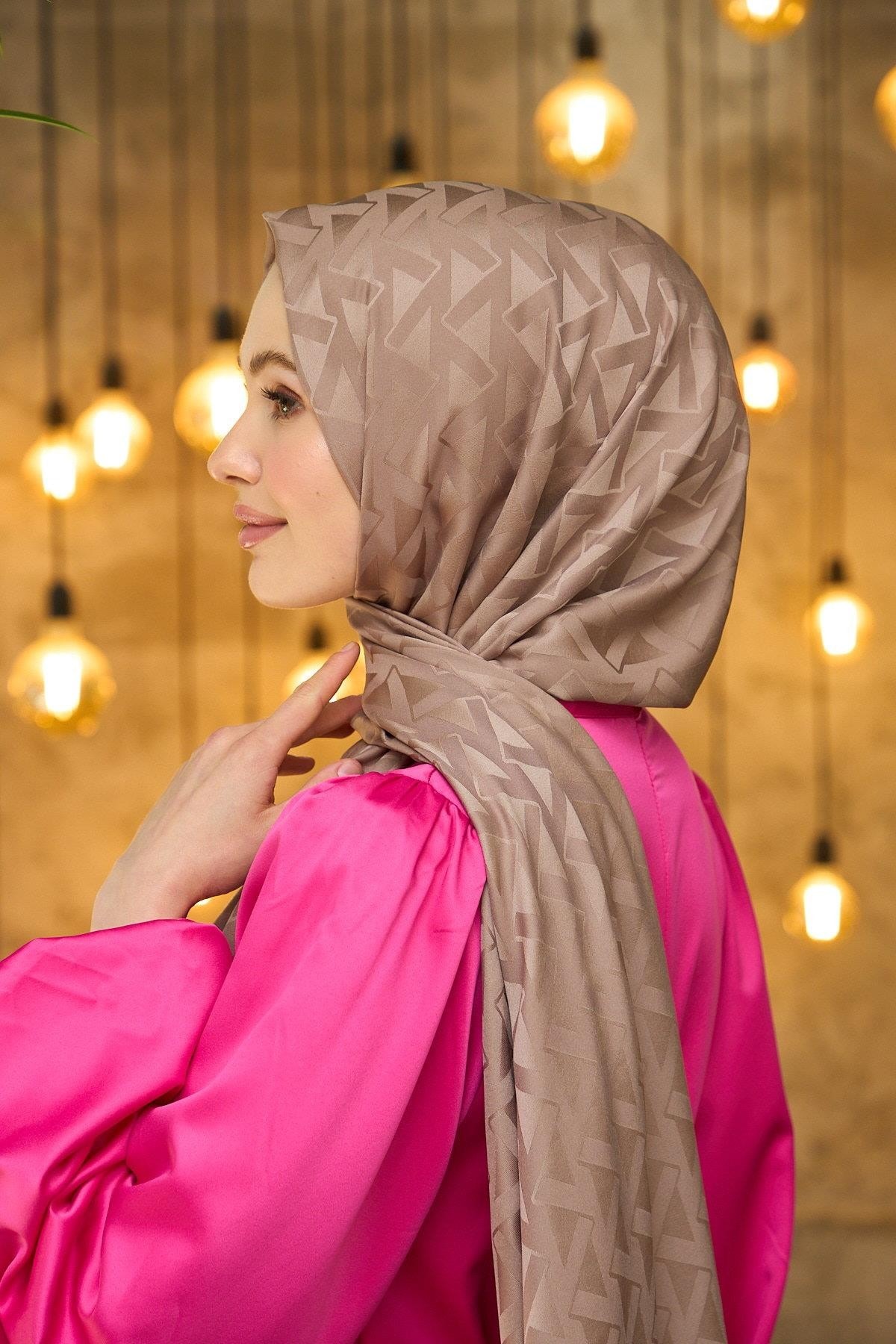 Yaz Işıltısı Koleksiyonu İpeksi Jakar Şal Vizon 9014-15