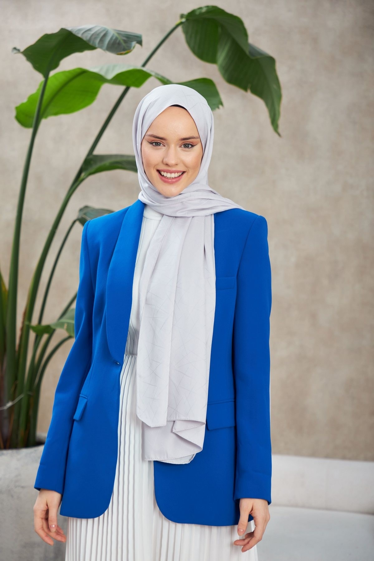 Line Leola Desen İpeksi Jakar Şal Gri 9009-07