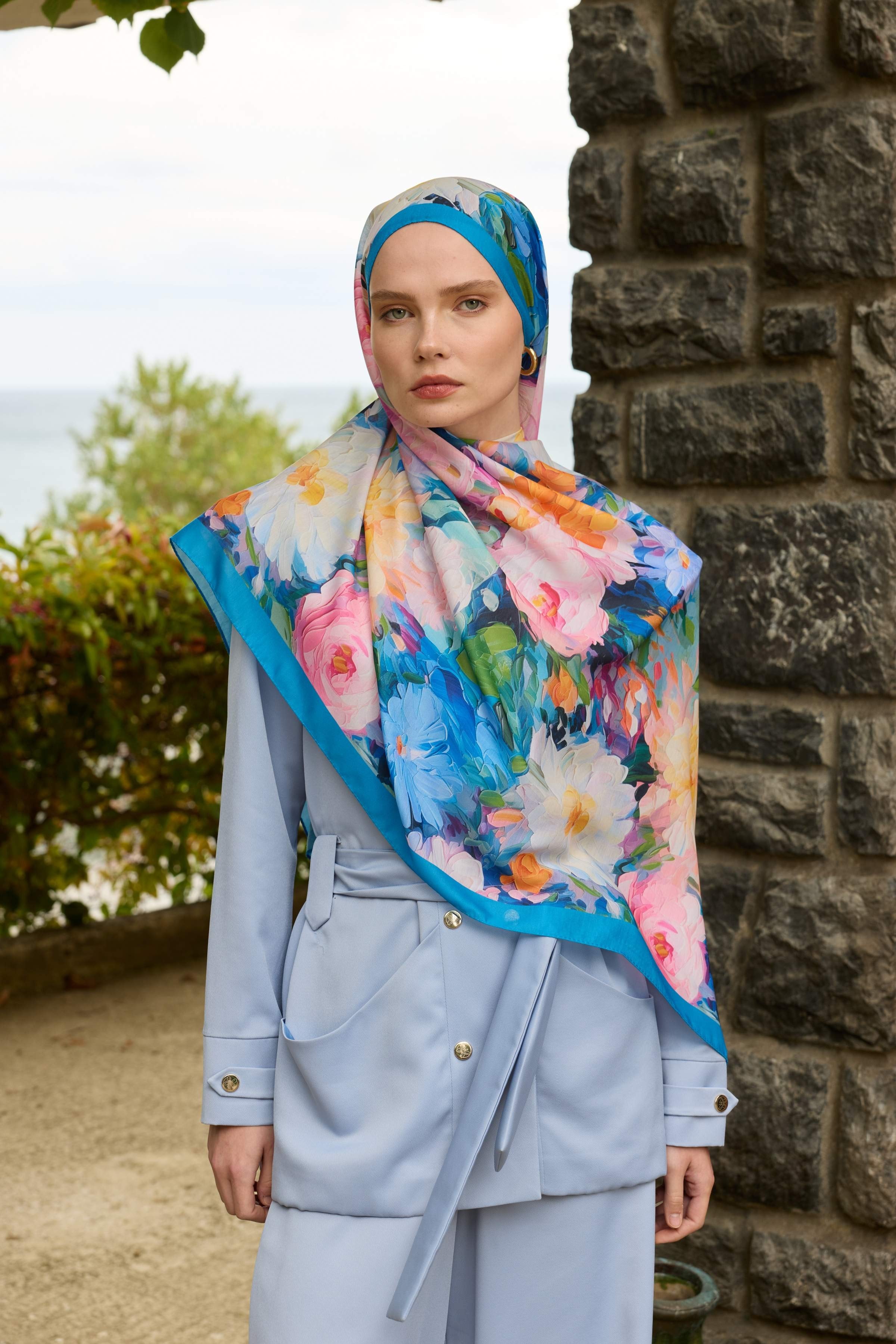 Winter Bloom Soft Şal 3069-10099 - Gökyüzü Mavi