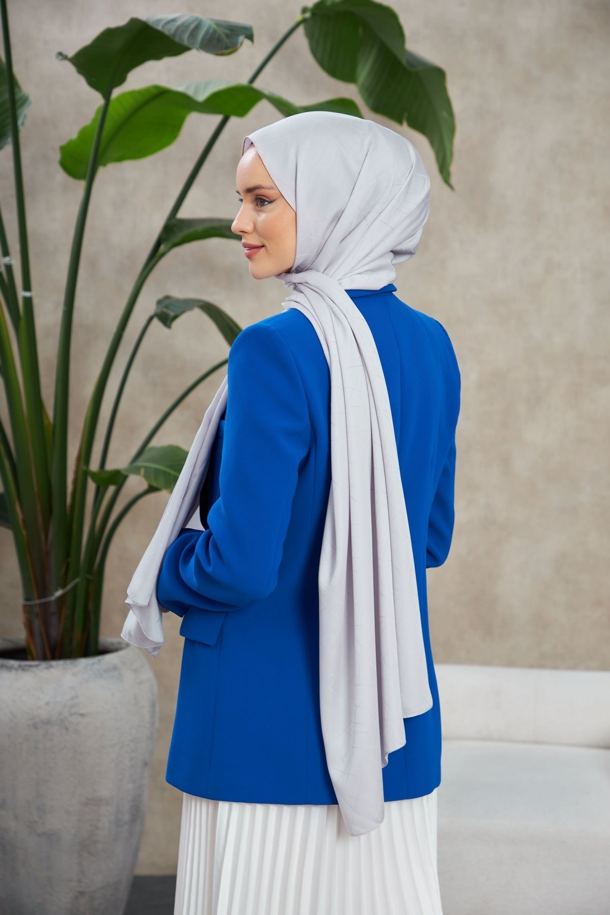 Line Leola Desen İpeksi Jakar Şal Gri 9009-07