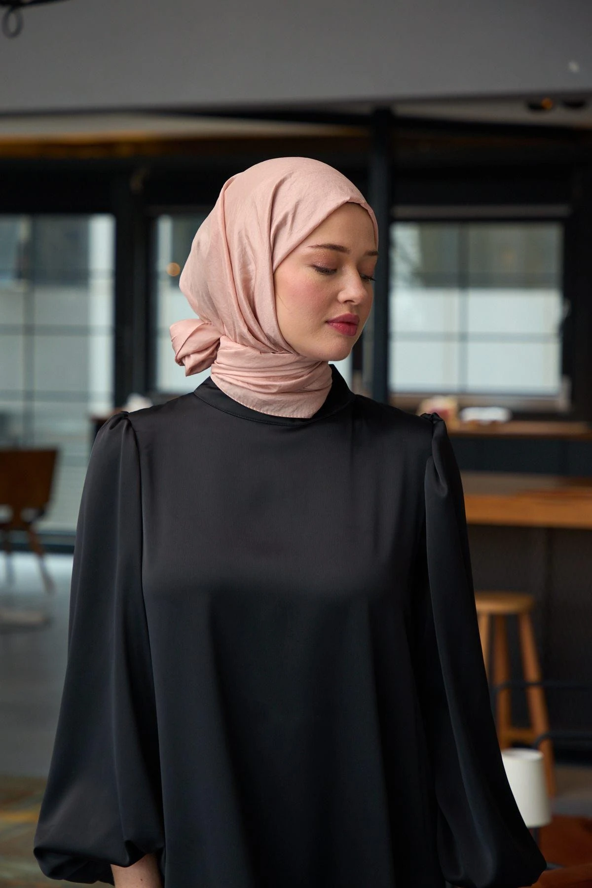 Düz Desen Vual Şal Orta Pembe Vual İpek Şal - 9800-48