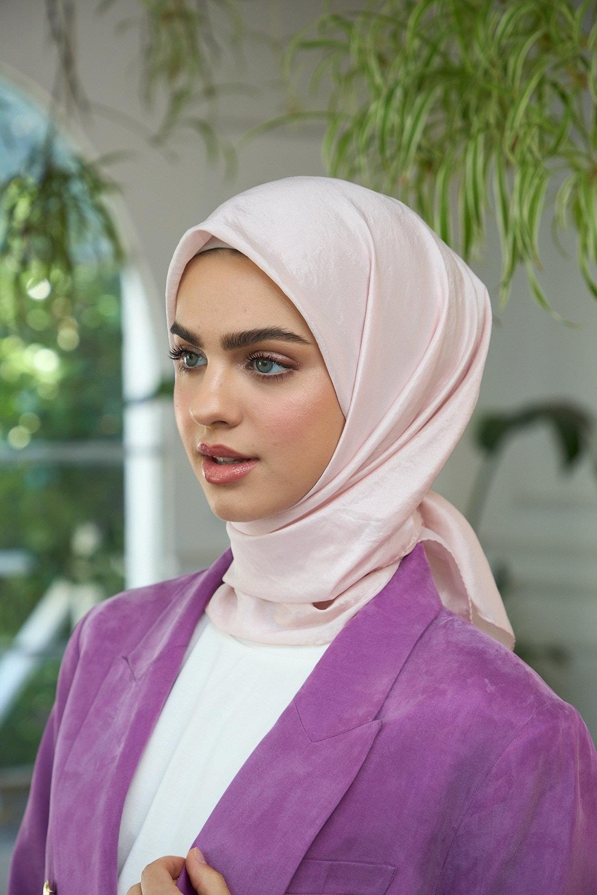 Düz Desen Vual Eşarp Pudra Vual İpek Eşarp - 10100-06